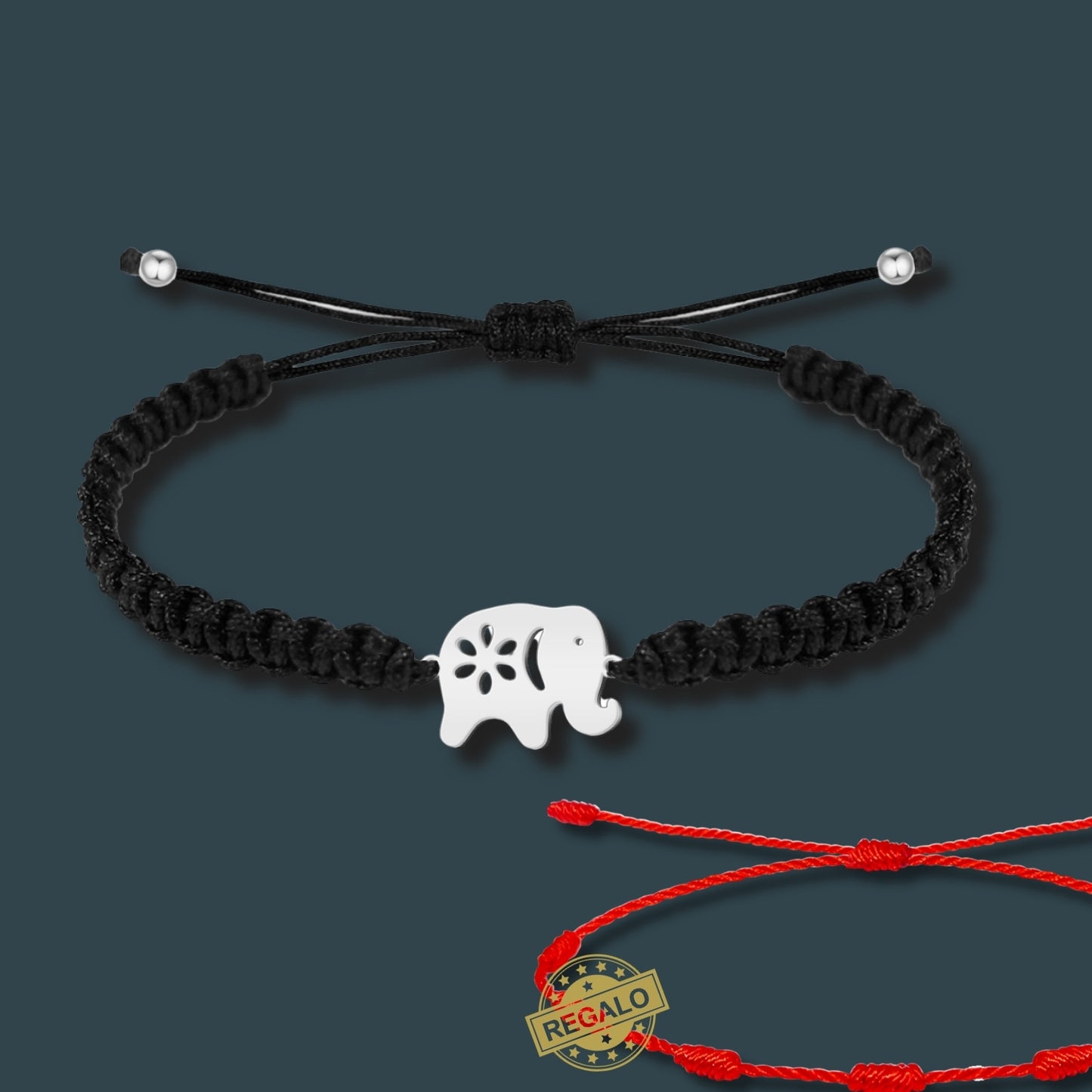 ✨Pulsera de Hilo Trenzado Hecha a Mano 🧵 con Amuleto de Suerte y Protección 🍀 Acero Inoxidable 💎 ¡Incluye Pulsera 7 Nudos de Regalo! 🎁
