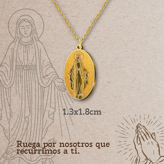 Collar Medalla Milagrosa en Acero Inoxidable Dorado - cotigo
