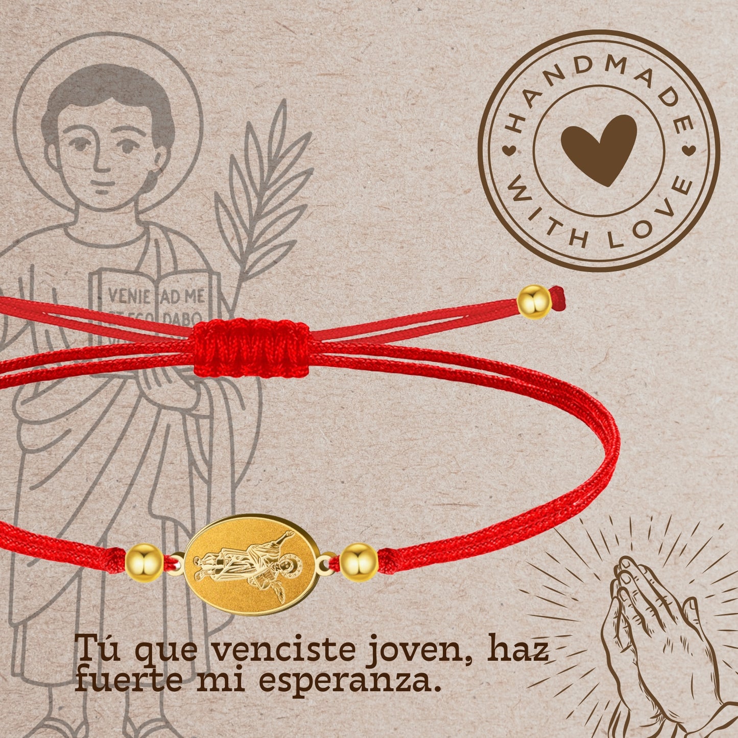 Pulsera Hilo Encerado con SAN PANCRACIO color Dorado