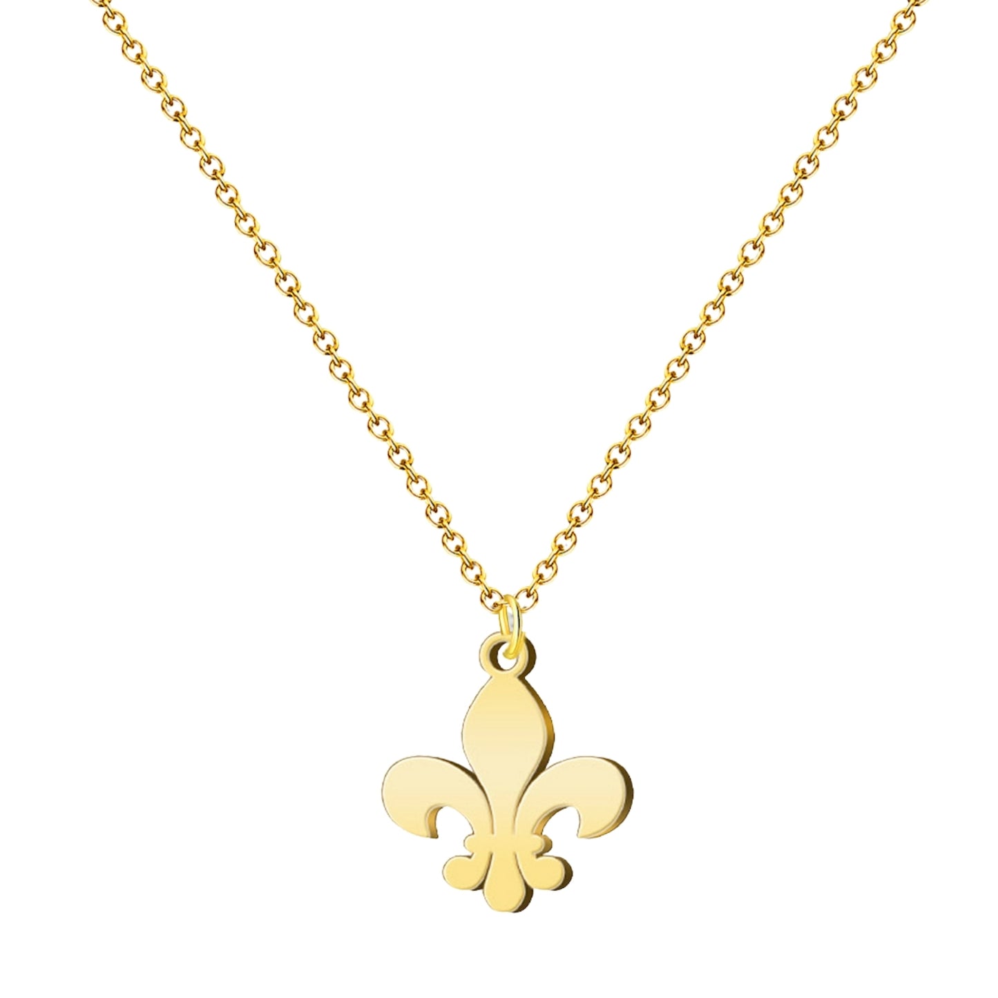 Colgante Flor de lis Acero Dorado