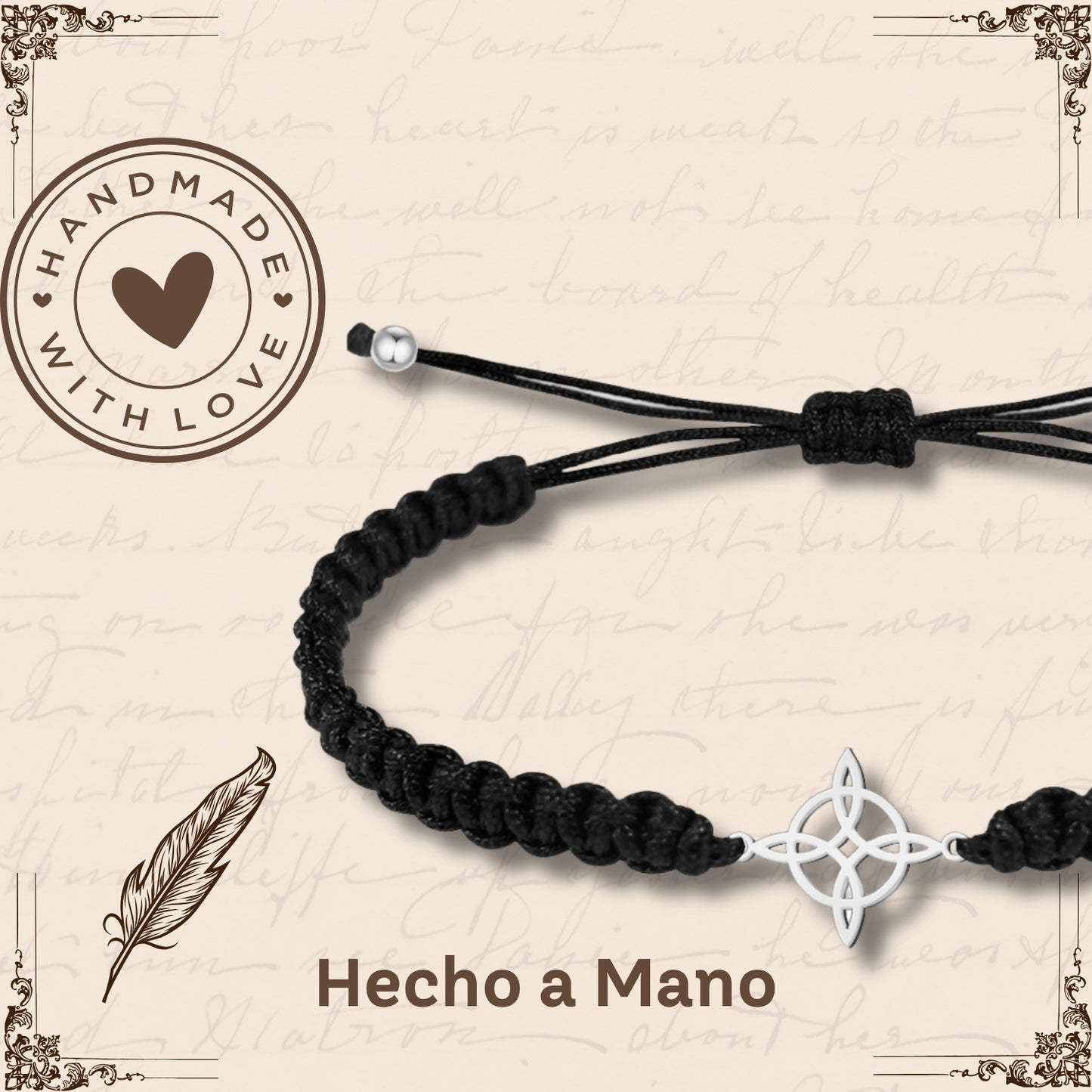 Pulsera Hilo Destino con Candado Acero Plateado