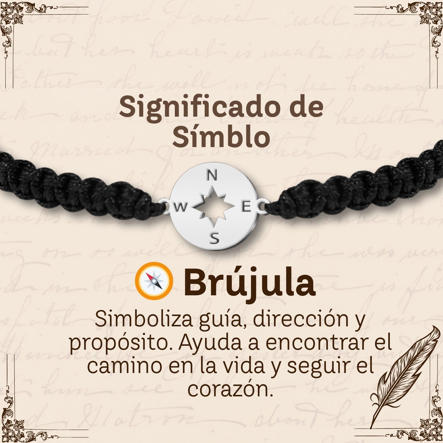 Pulsera Hilo Destino con Brújula Acero Plateado