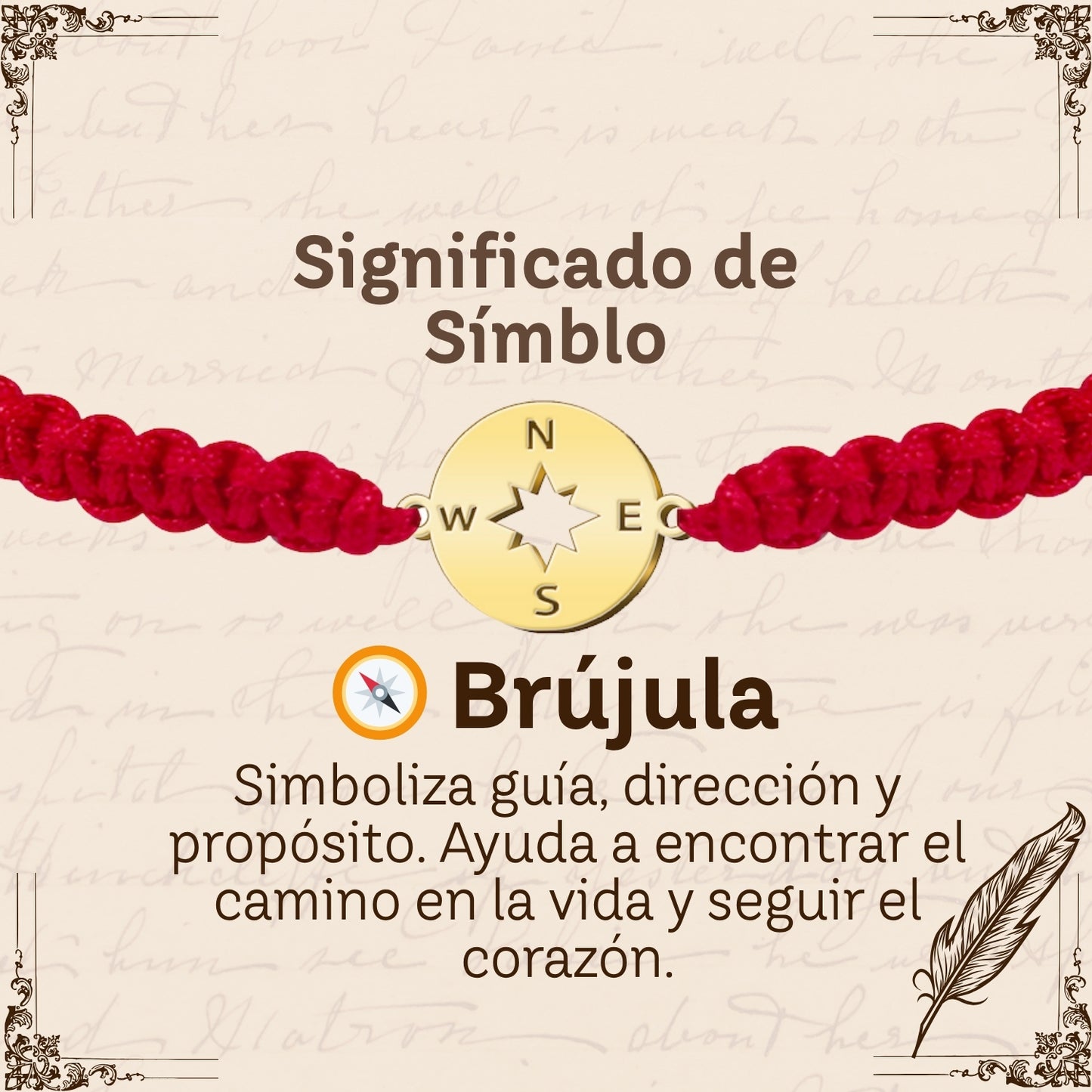 Pulsera Hilo Destino con Brújula Acero Dorado