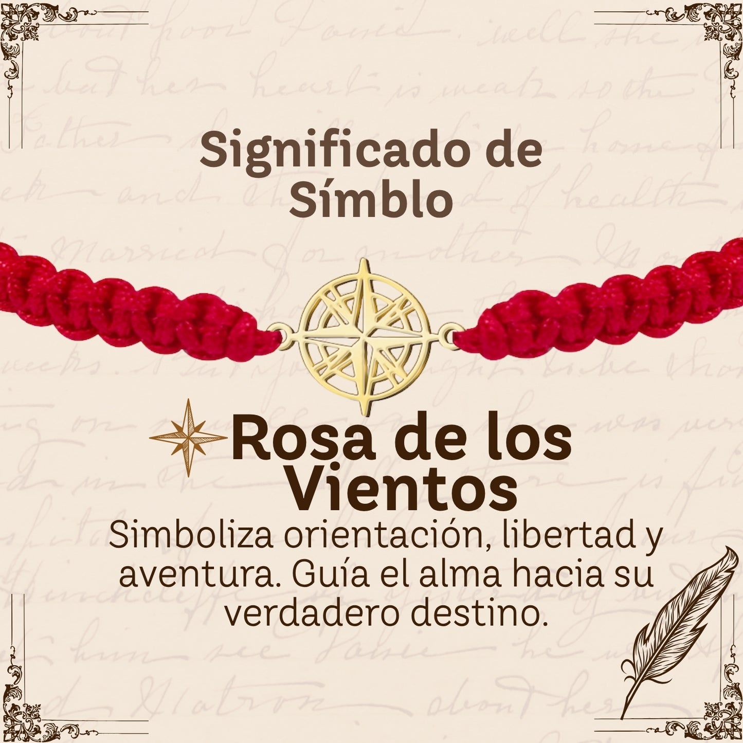 Pulsera Hilo Destino con Rosa de los Vientos Acero Dorado