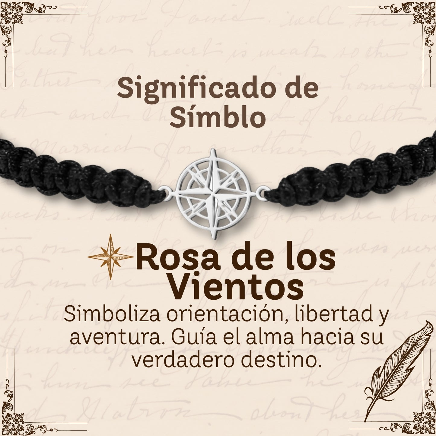 Pulsera Hilo Destino con Rosa de los Vientos Acero Plateado