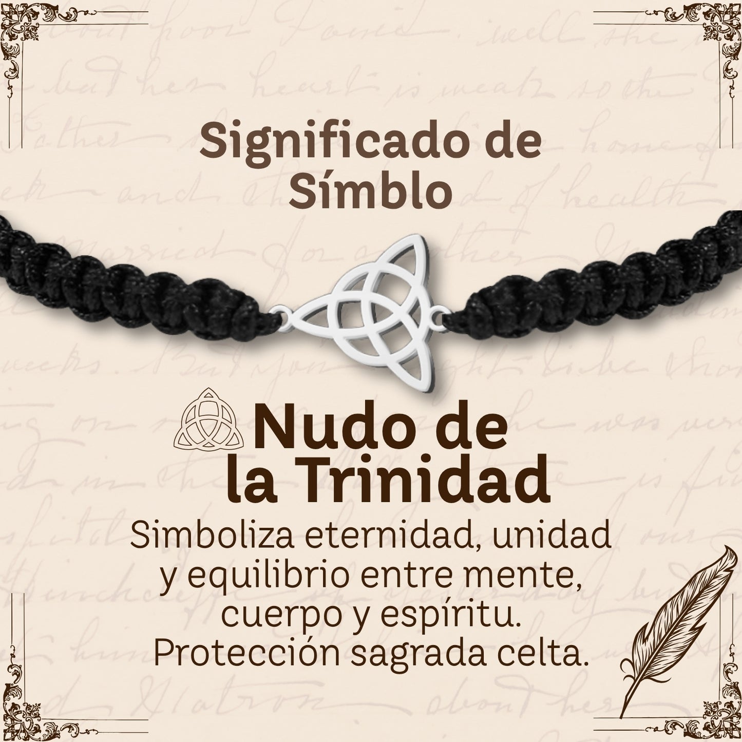 Pulsera Hilo Destino con Nudo de la Trinidad Acero Plateado