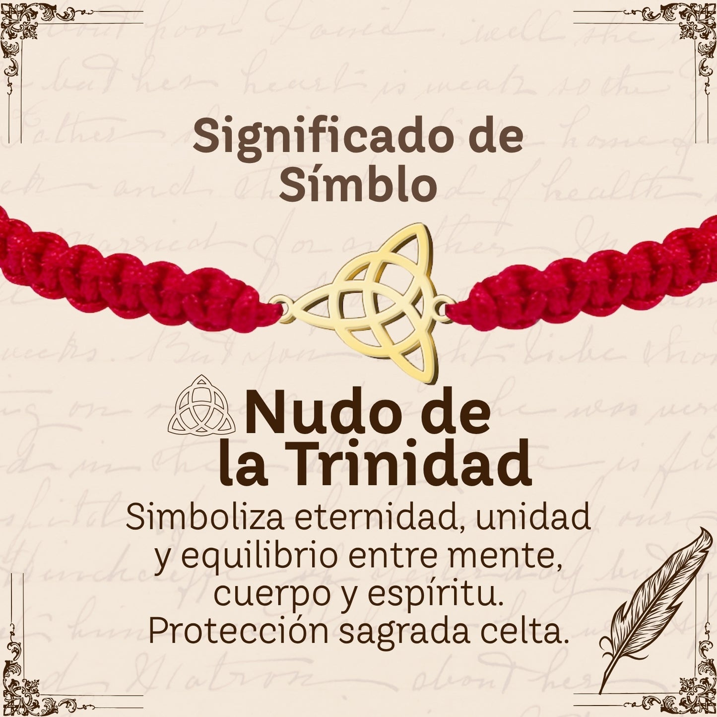 Pulsera Hilo Destino con Nudo de la Trinidad Acero Dorado