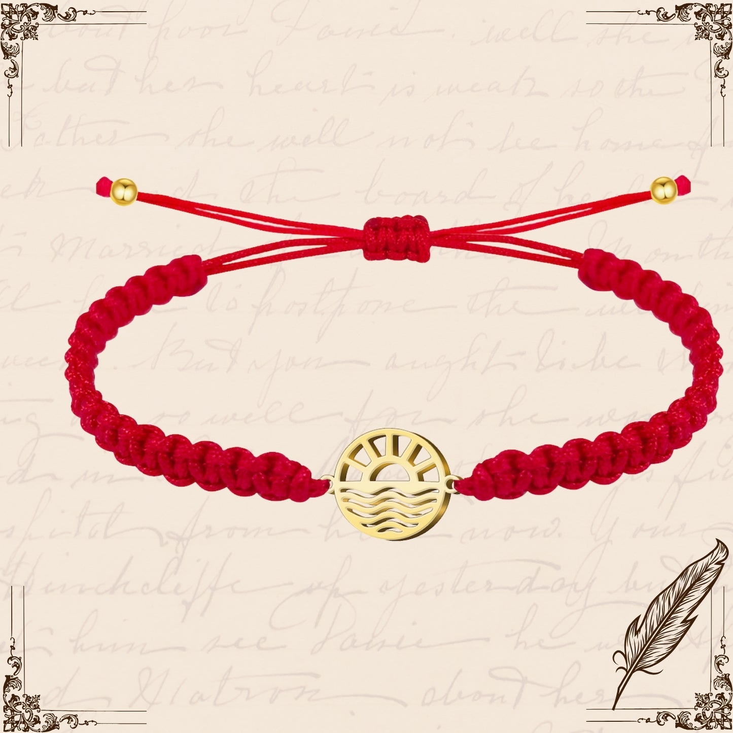 Pulsera Hilo Destino con Amanecer Acero Dorado