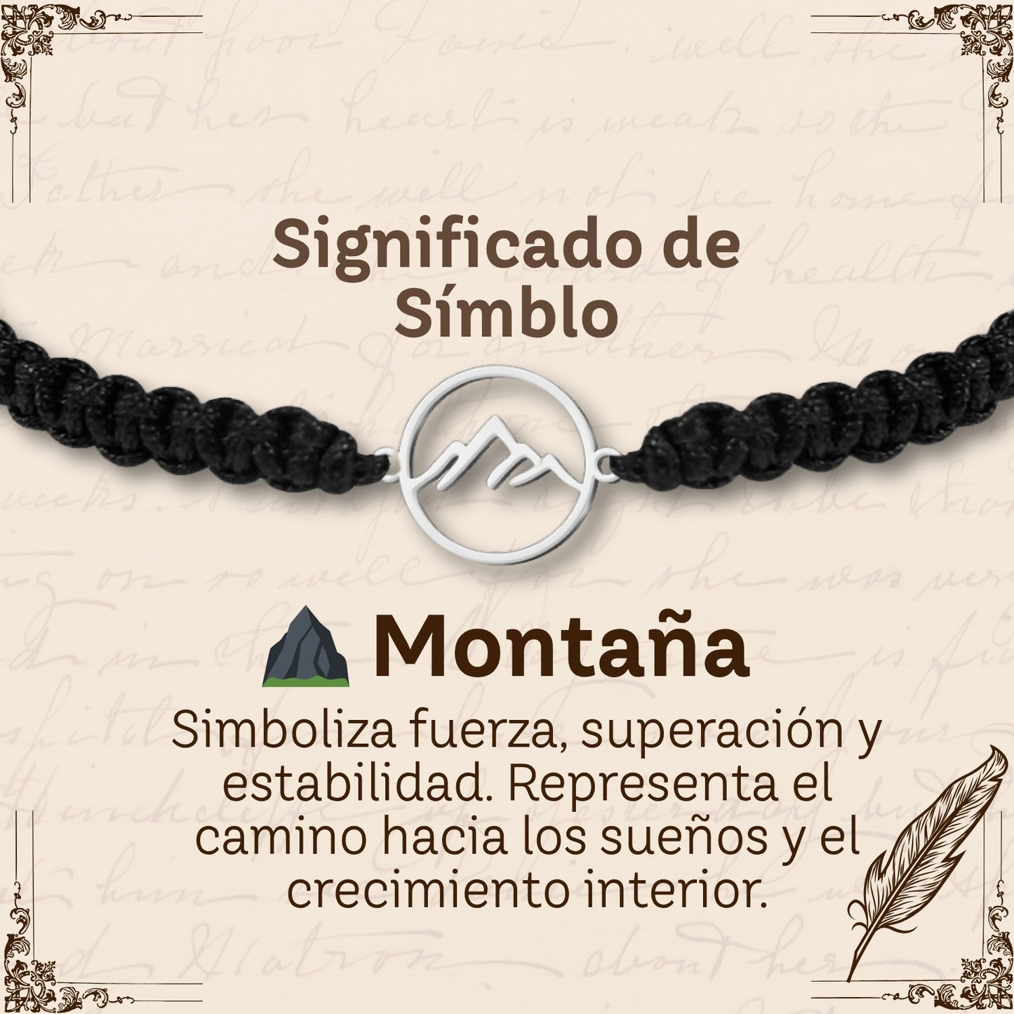 Pulsera Hilo Destino con Montaña Acero Plateado