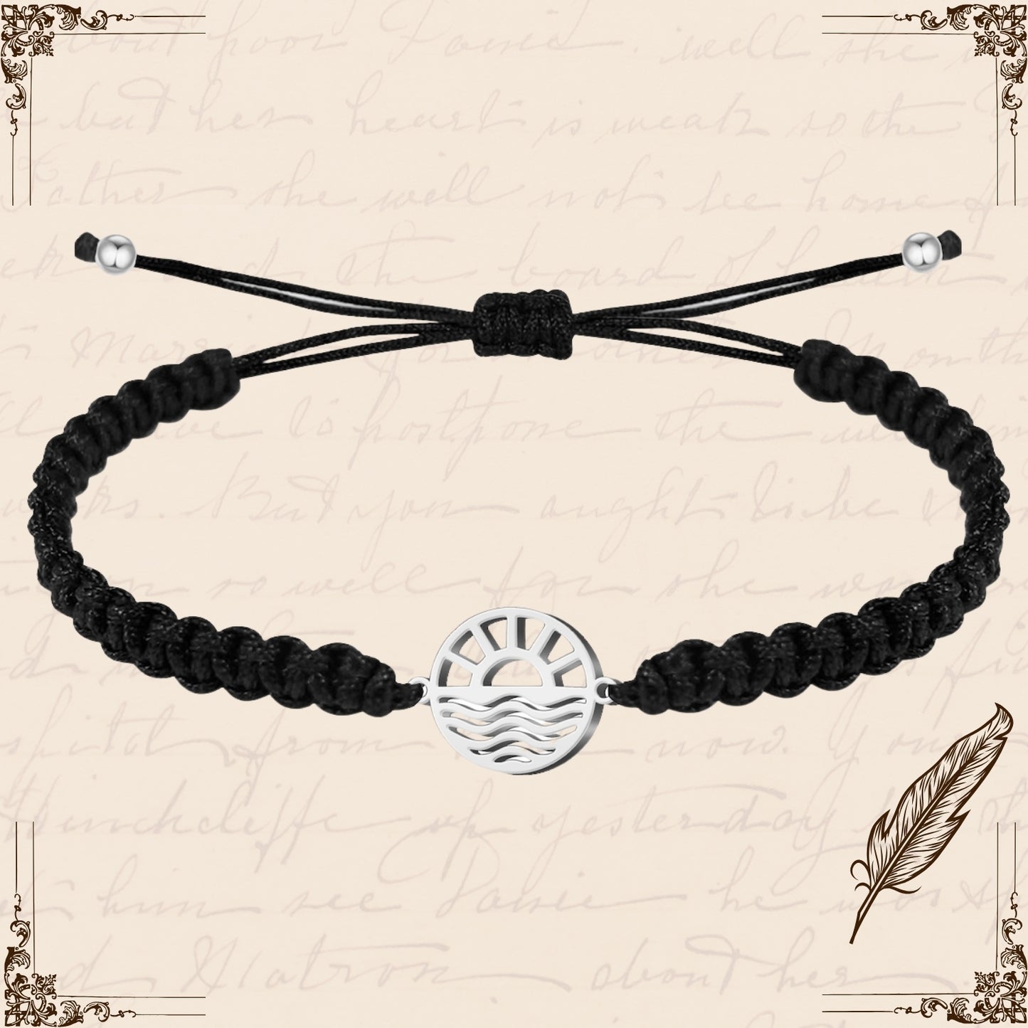 Pulsera Hilo Destino con Amanecer Acero Plateado
