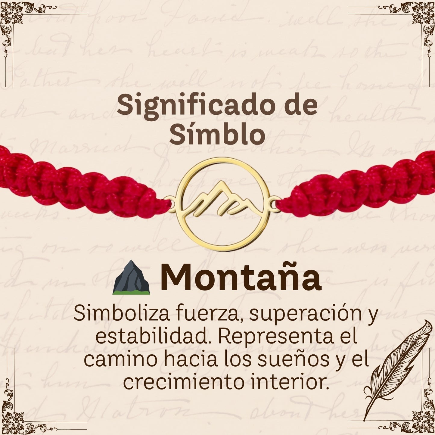 Pulsera Hilo Destino con Montaña Acero Dorado