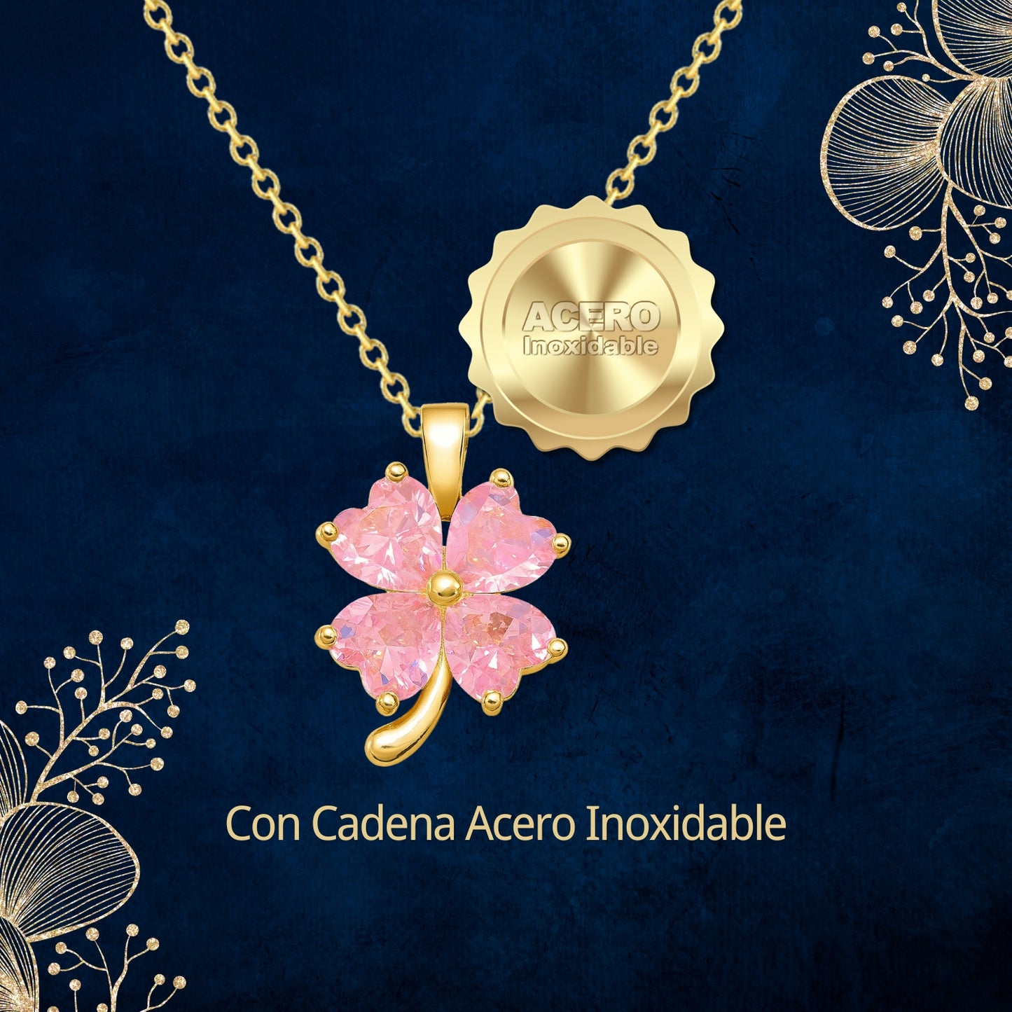 Collar Acero y colgante Cobre con Piedra Circonita para Regalar a Mamá