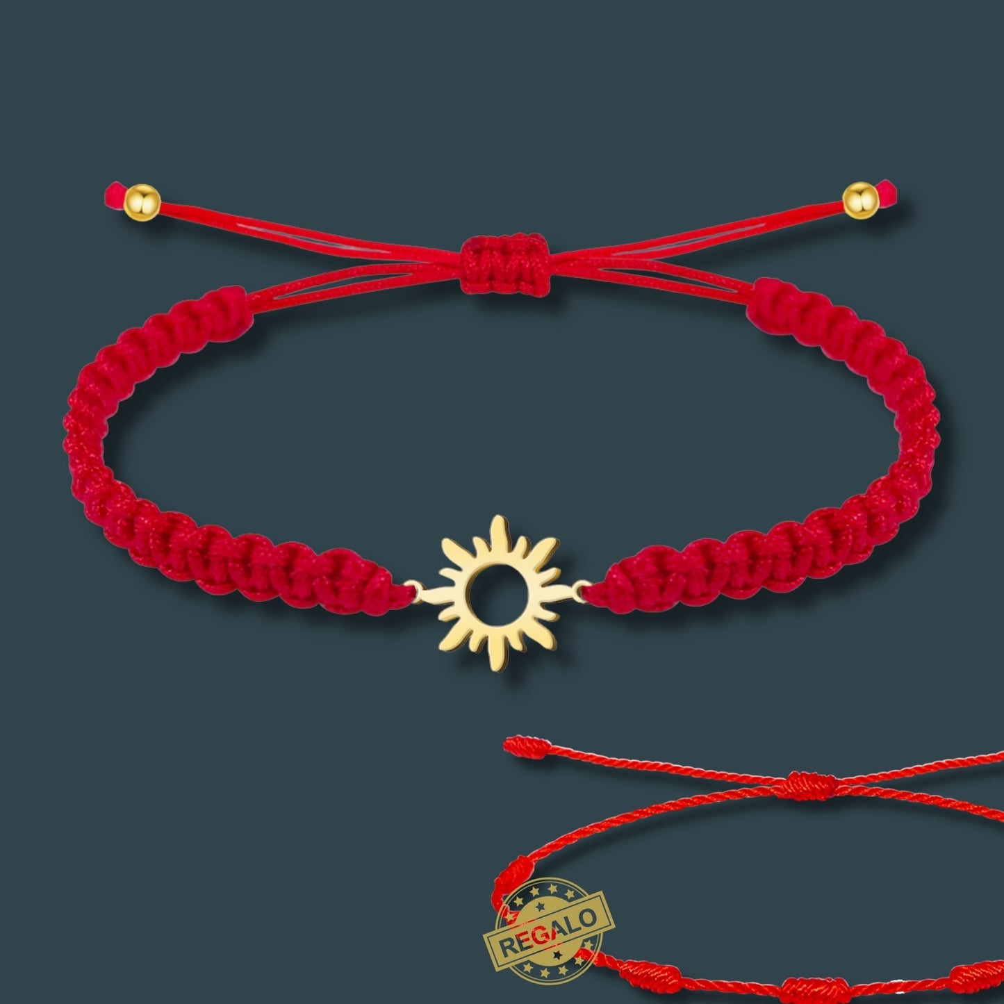 Pulsera Hilo Destino Roja Hecho a Mano 🧵 con Amuleto de Suerte y Protección 🍀 en Acero Inoxidable 💎 ¡Incluye Pulsera 7 Nudos de Regalo! 🎁