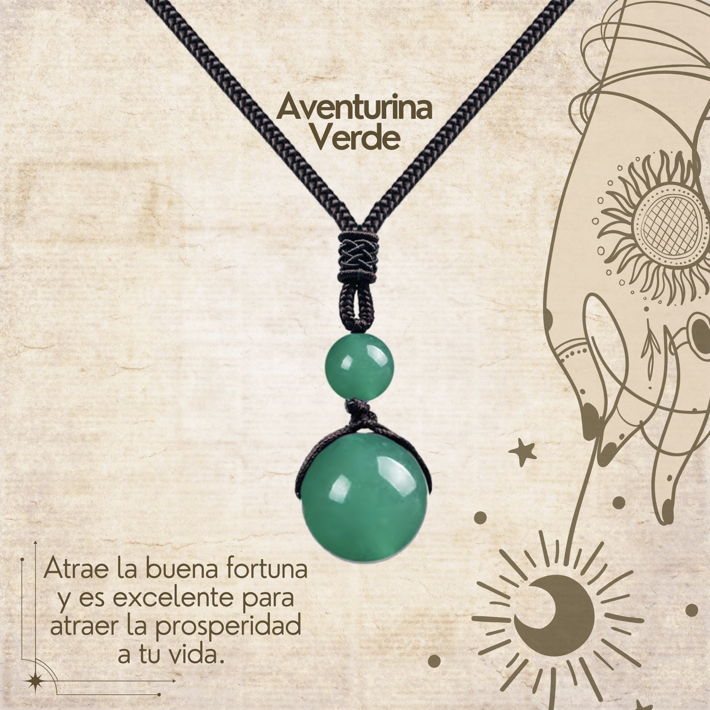 Colgante de piedra natural 14 mm 🌈 ¡Hecho a mano y con significado único! 🔮 Cuerda ajustable 40–70 cm