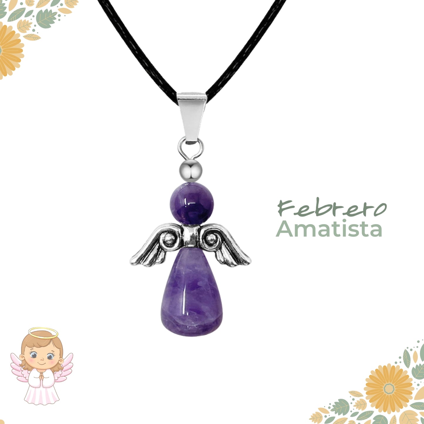 Regalo con intención 💖 Colgante Ángel de la guarda + piedra energética + tarjeta diseñada ¡y pulsera 7 nudos GRATIS!