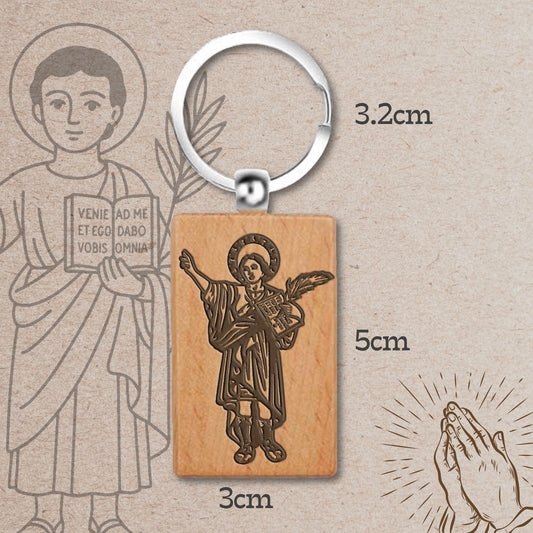 Llavero de San Pancracio en Madera Natural
