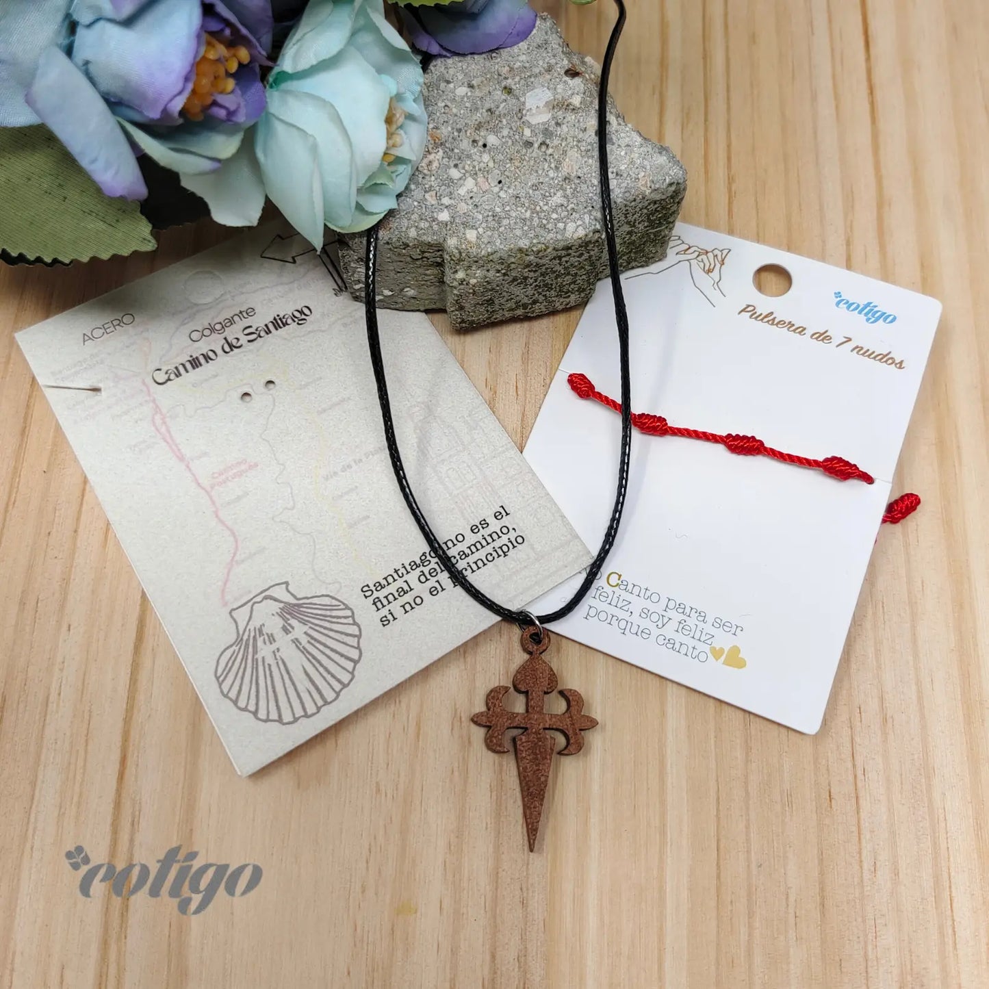 Colgante Cruz de Santiago Madera - cotigo