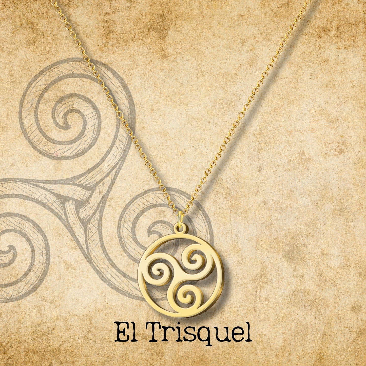 Colgante el Trisquel Acero Dorado