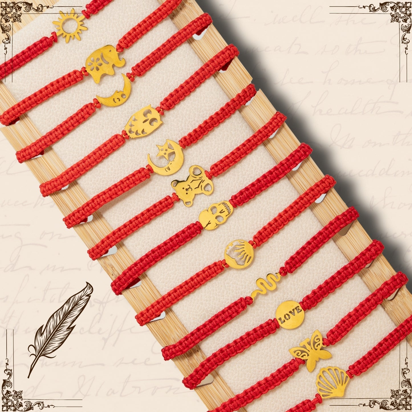 Pulsera Hilo Destino con Ala ángel Acero Dorado