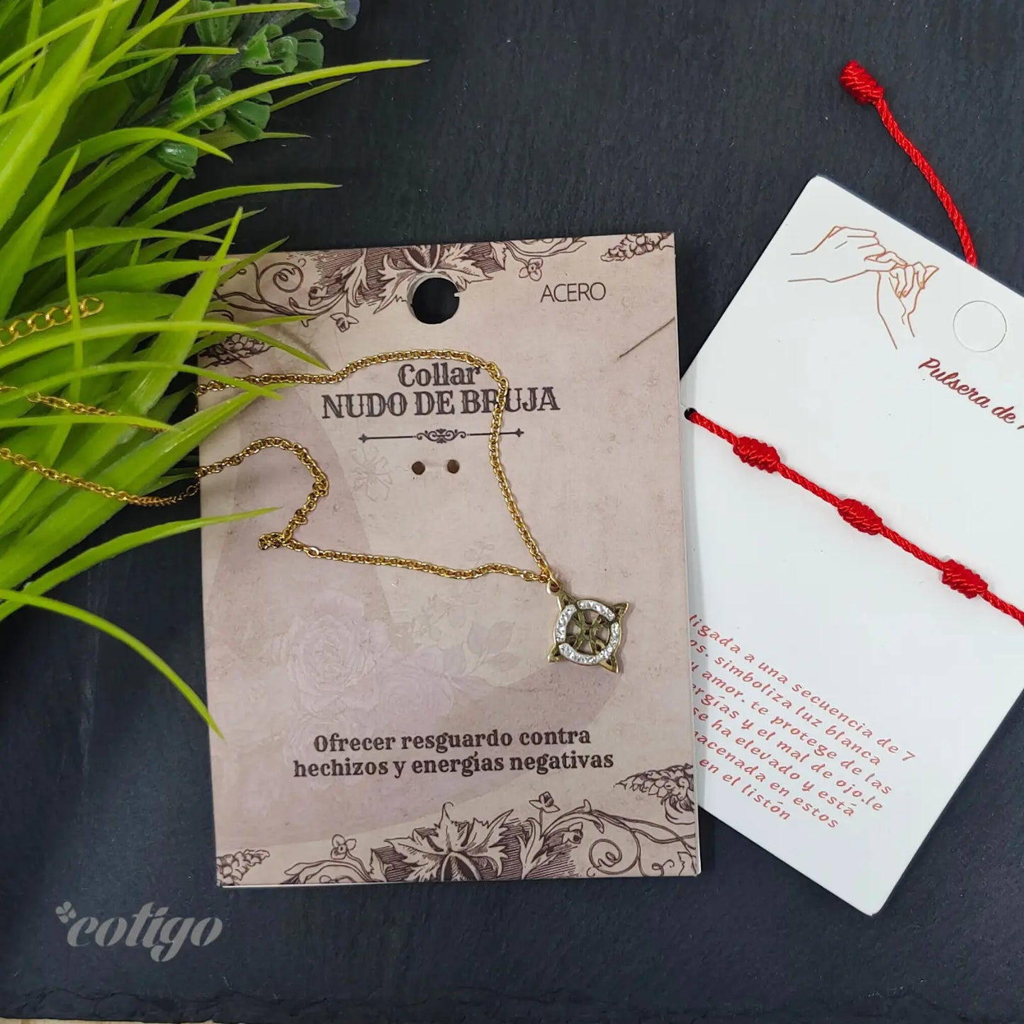 Colgante Nudo de Bruja Acero Inoxidable Dorado - cotigo