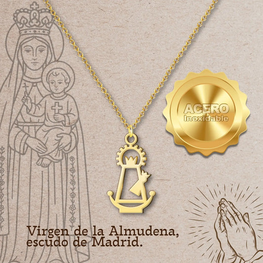 Colgante Virgen de la Almudena Acero Dorado - cotigo