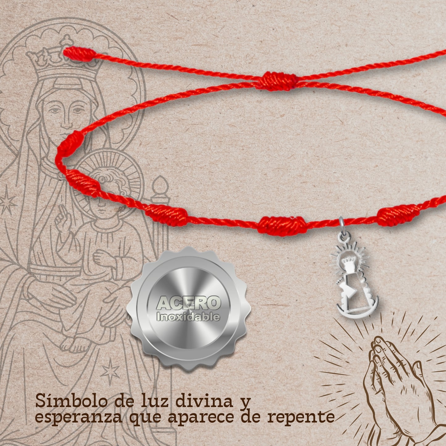 Pulsera 7 nudos con Virgen de la Bien Aparecida