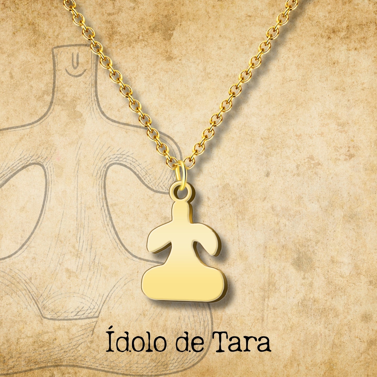Collar Con Idolo de Tarra Acero Dorado