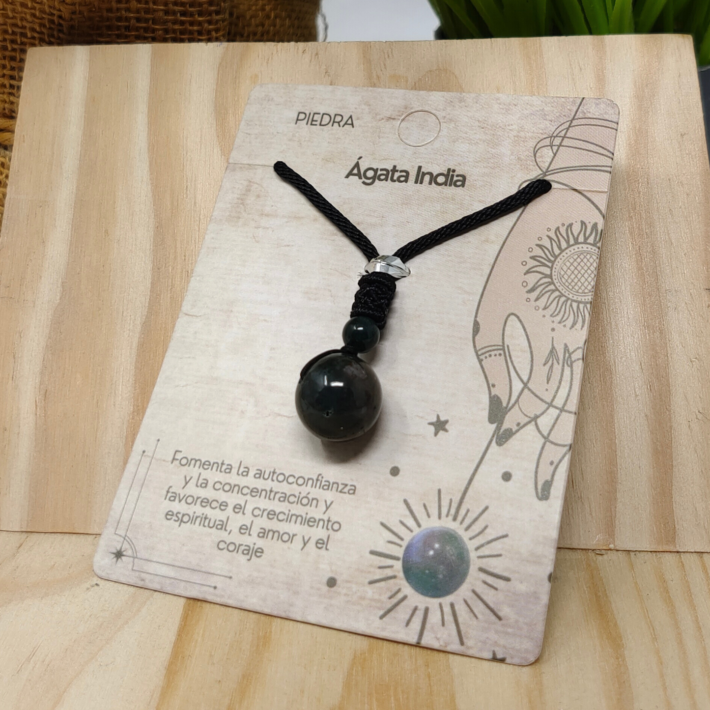 Colgante de Agata india de bola 14mm
