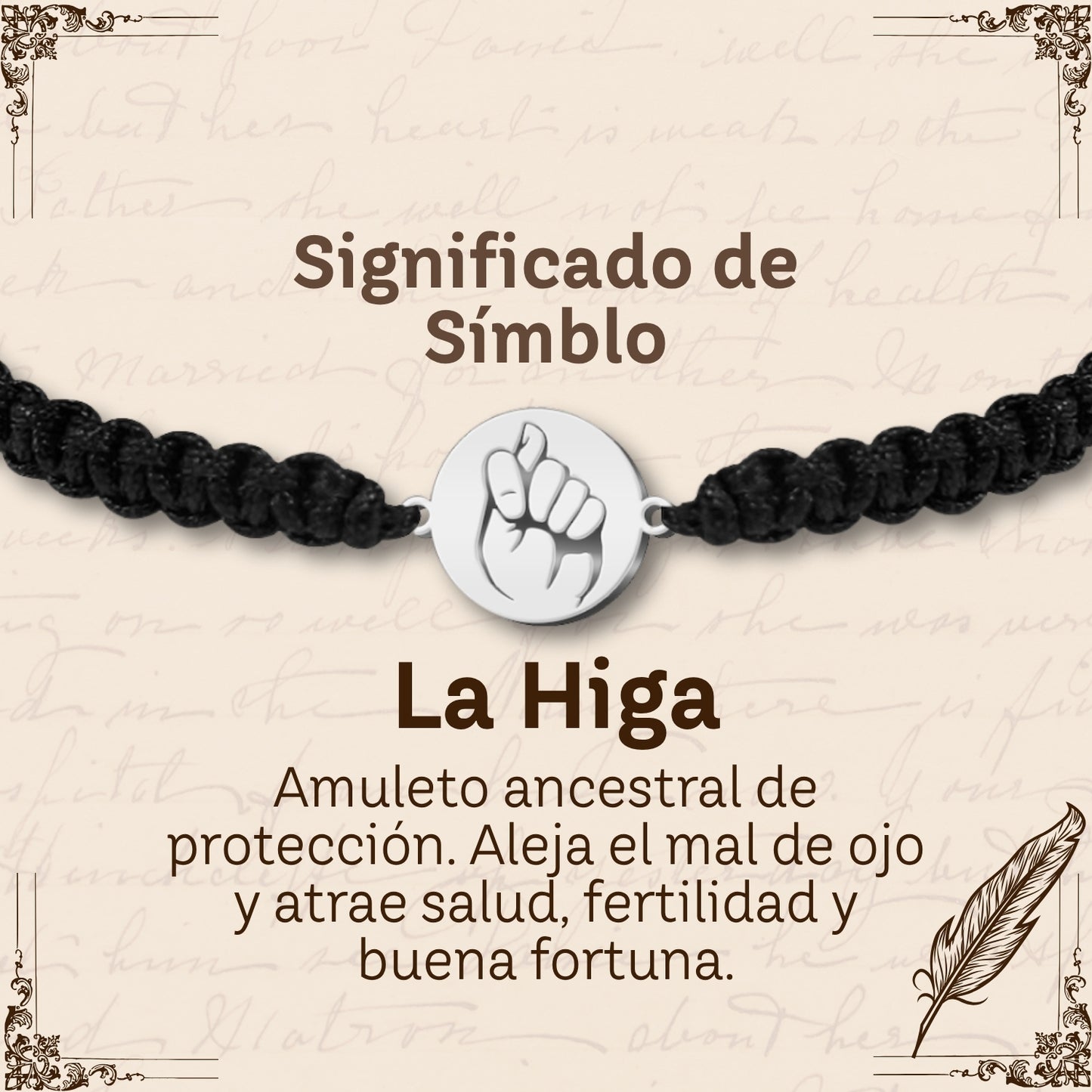 Pulsera Hilo Destino con La Higa Acero Plateado