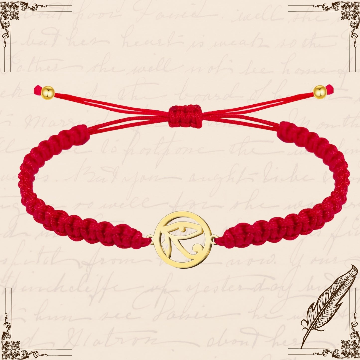 Pulsera Hilo Destino con Ojo de Horus Acero Dorado