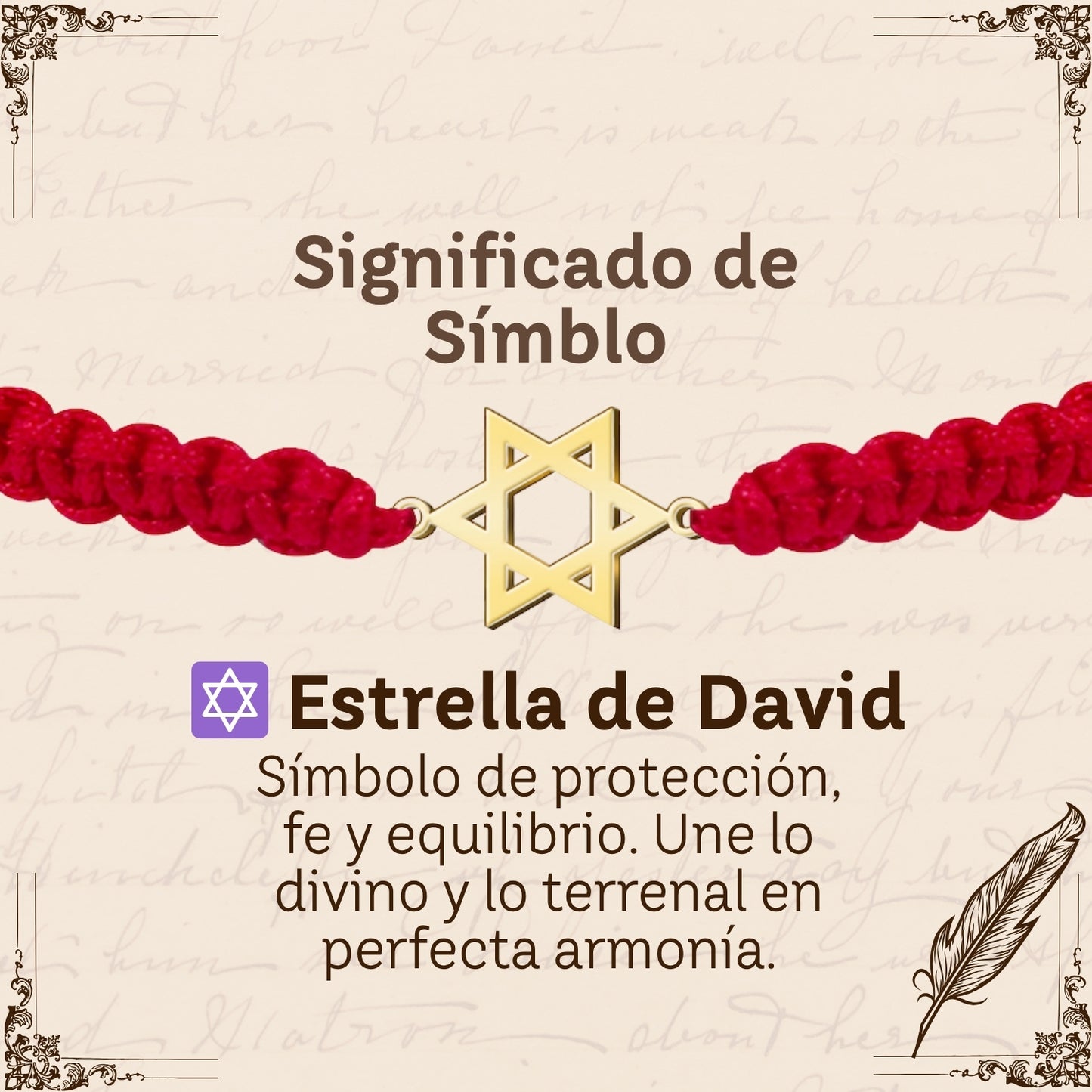 Pulsera Hilo Destino con Estrella David Acero Dorado