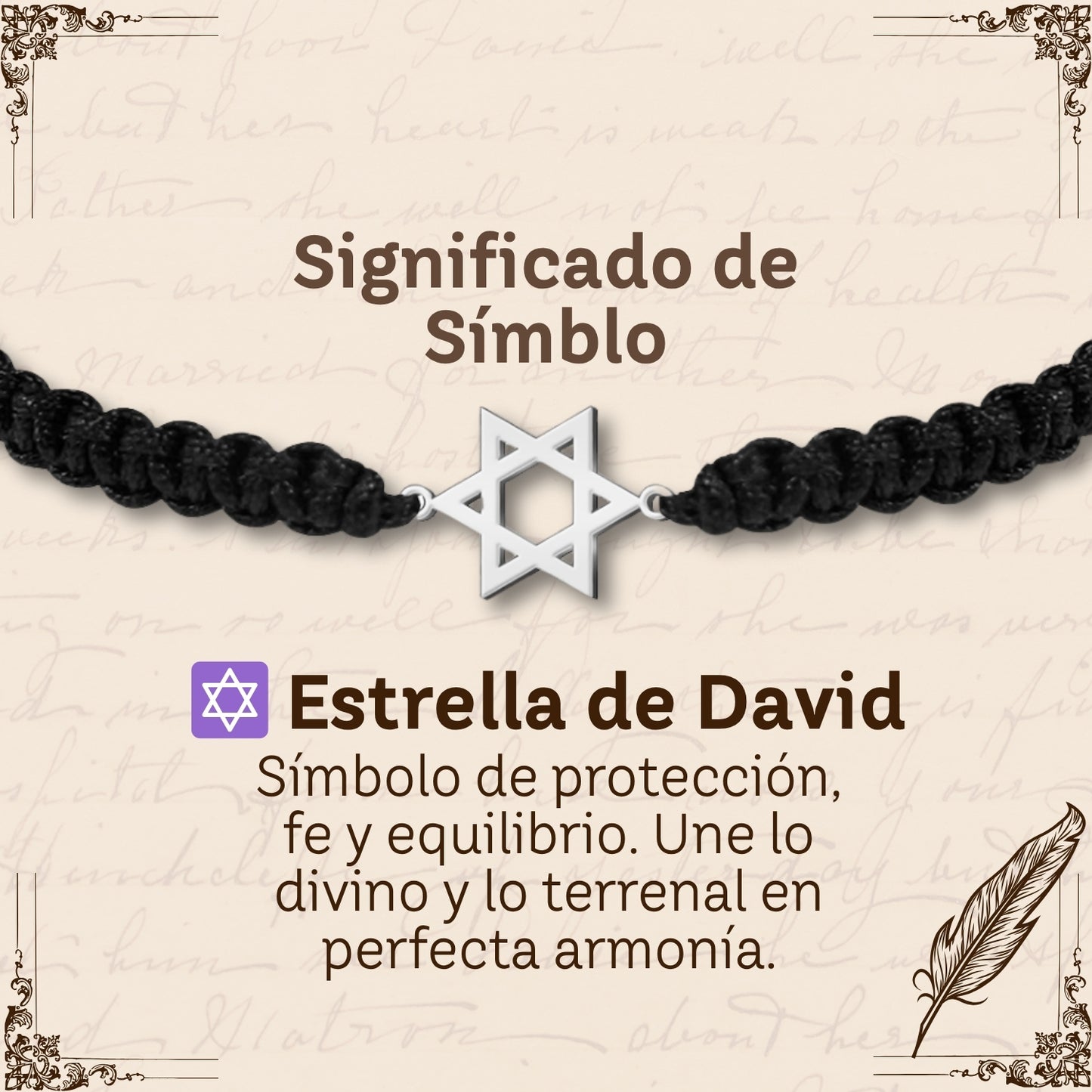 Pulsera Hilo Destino con Estrella David Acero Plateado