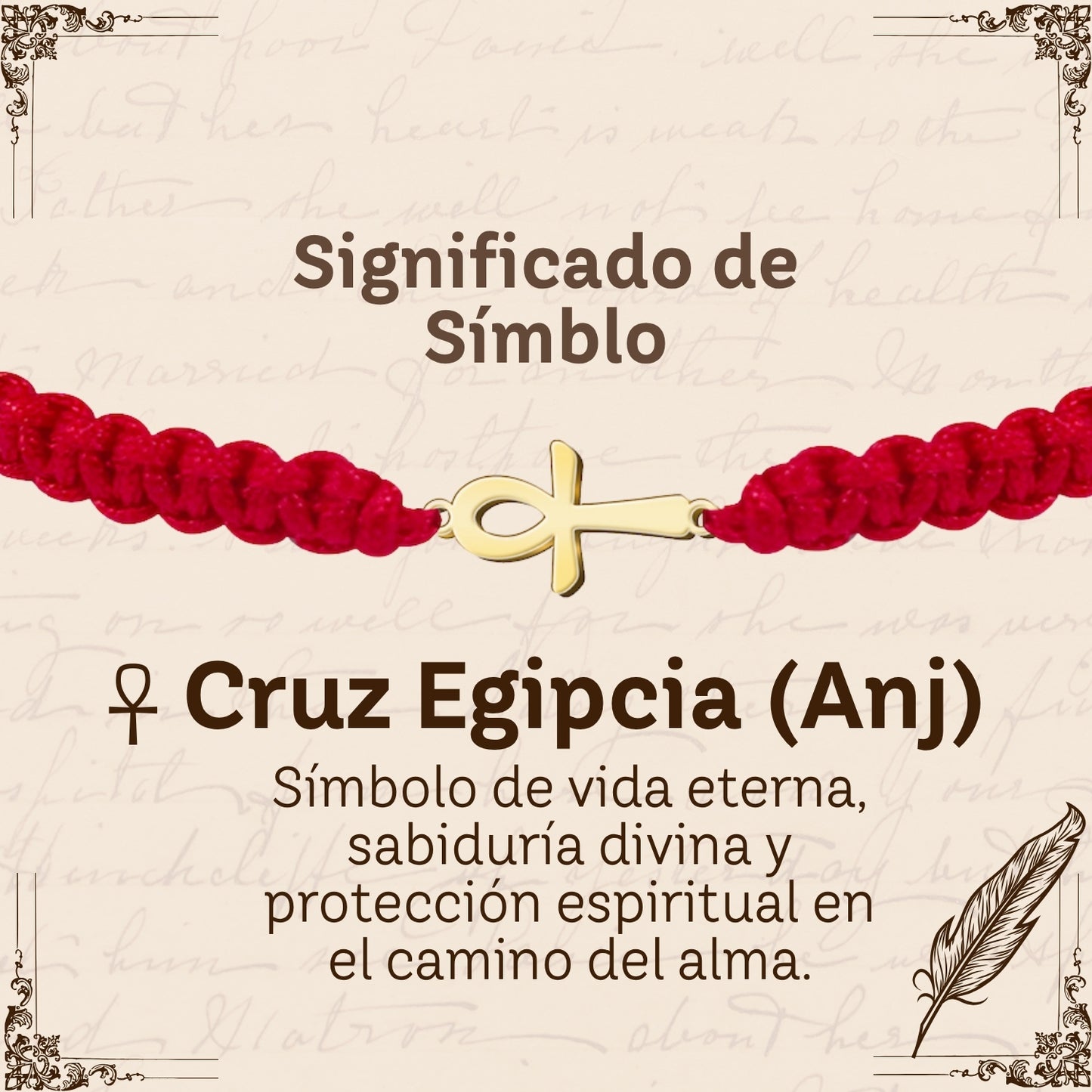 Pulsera Hilo Destino con Cruz Egipcia Acero Dorado