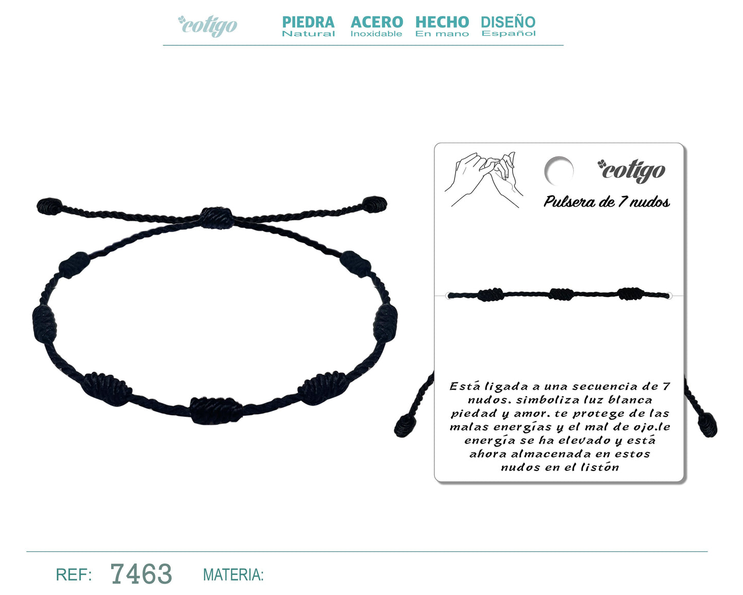 PULSERA 7 NUDOS NEGRO 1 PCS