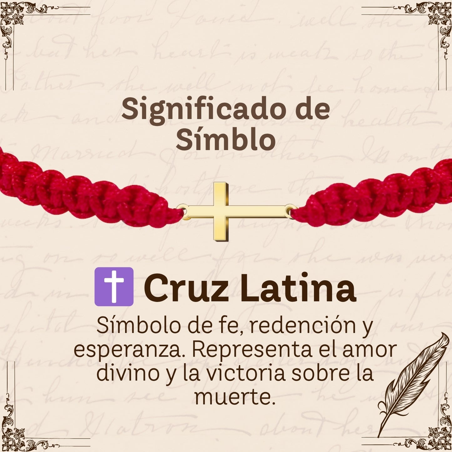 Pulsera Hilo Destino con Cruz Latina Acero Dorado