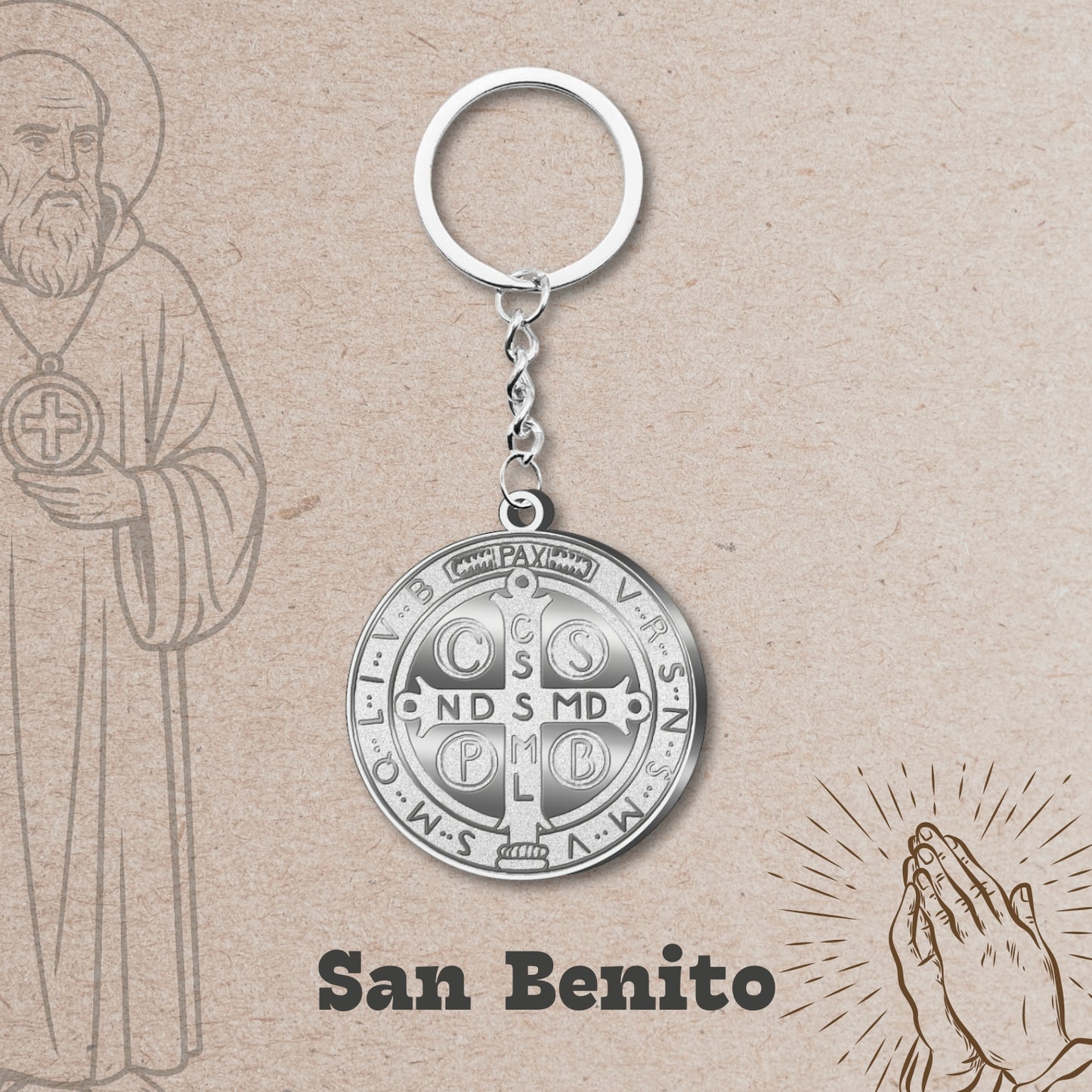 Llavero san benito Acero Inoxidable