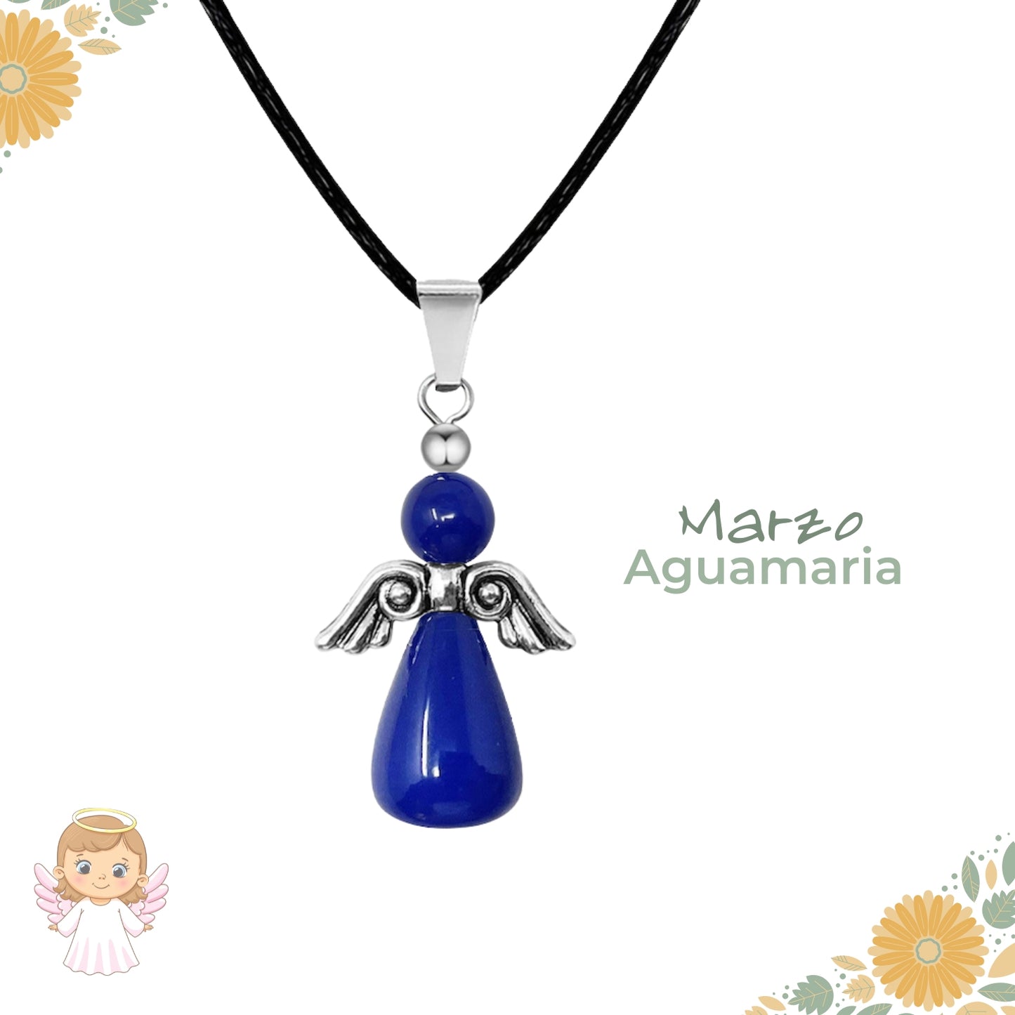 Regalo con intención 💖 Colgante Ángel de la guarda + piedra energética + tarjeta diseñada ¡y pulsera 7 nudos GRATIS!
