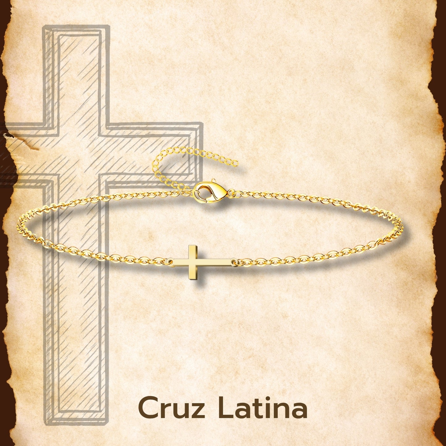 Pulsera Cruz Latina Acero inoxidable color Dorado