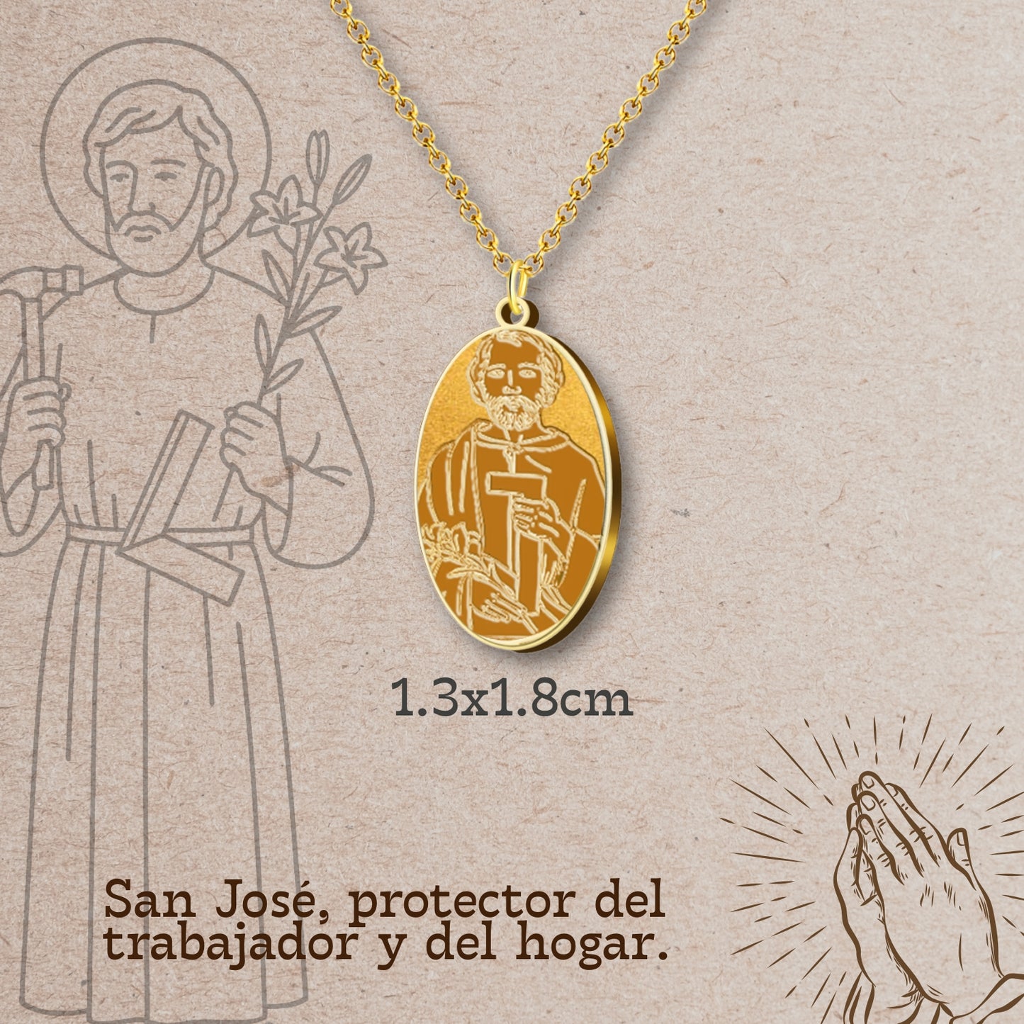 Colgante Acero SAN JOSE OBRERO color Dorado