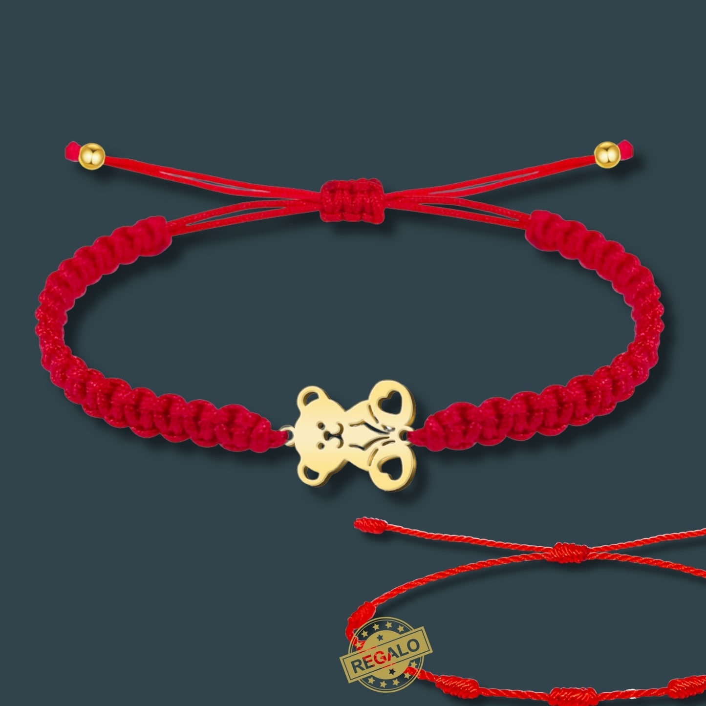 Pulsera Hilo Destino Roja Hecho a Mano 🧵 con Amuleto de Suerte y Protección 🍀 en Acero Inoxidable 💎 ¡Incluye Pulsera 7 Nudos de Regalo! 🎁