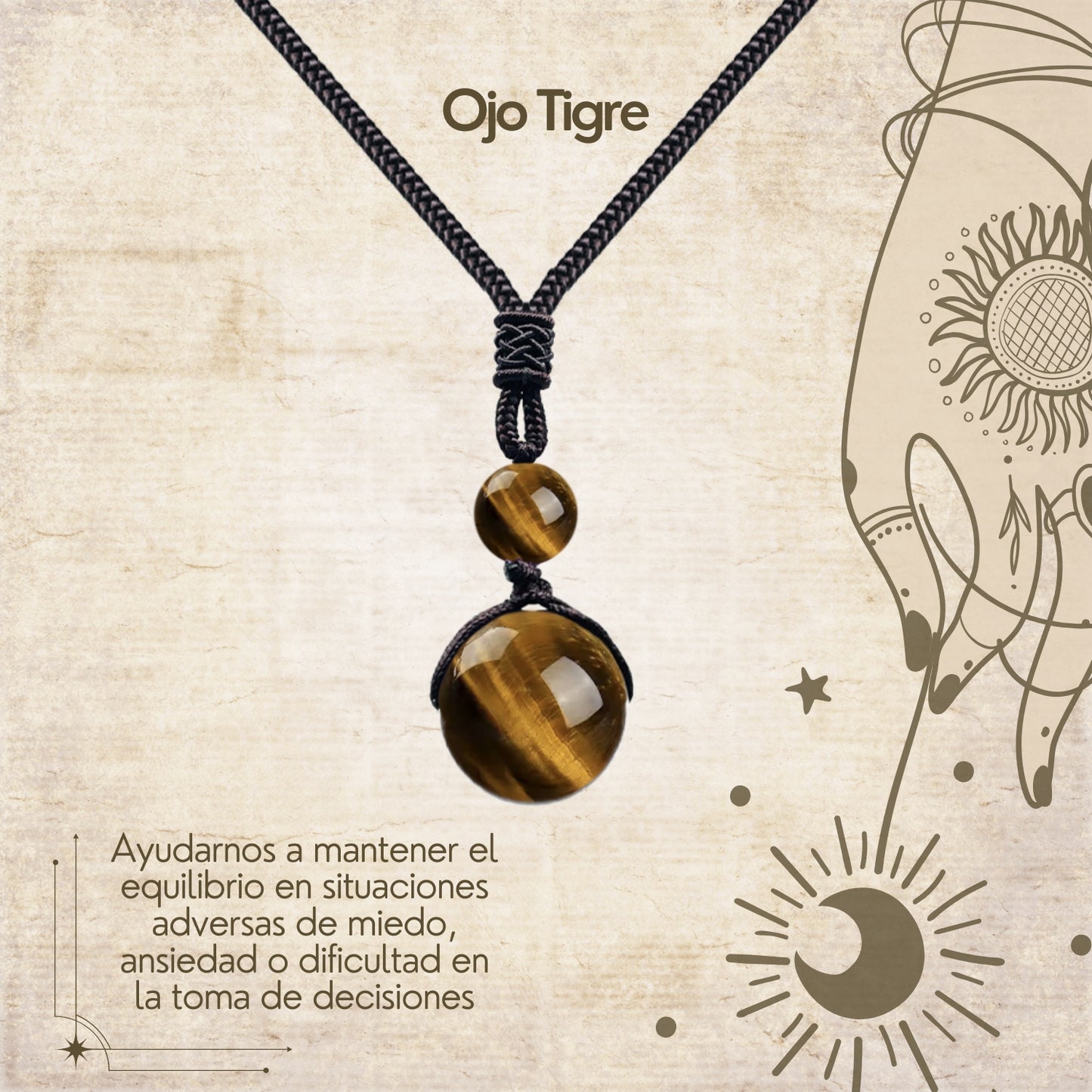 Colgante de piedra natural 14 mm 🌈 ¡Hecho a mano y con significado único! 🔮 Cuerda ajustable 40–70 cm