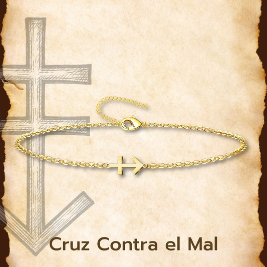 Pulsera Cruz Contra Mal Acero inoxidable color Dorado - cotigo
