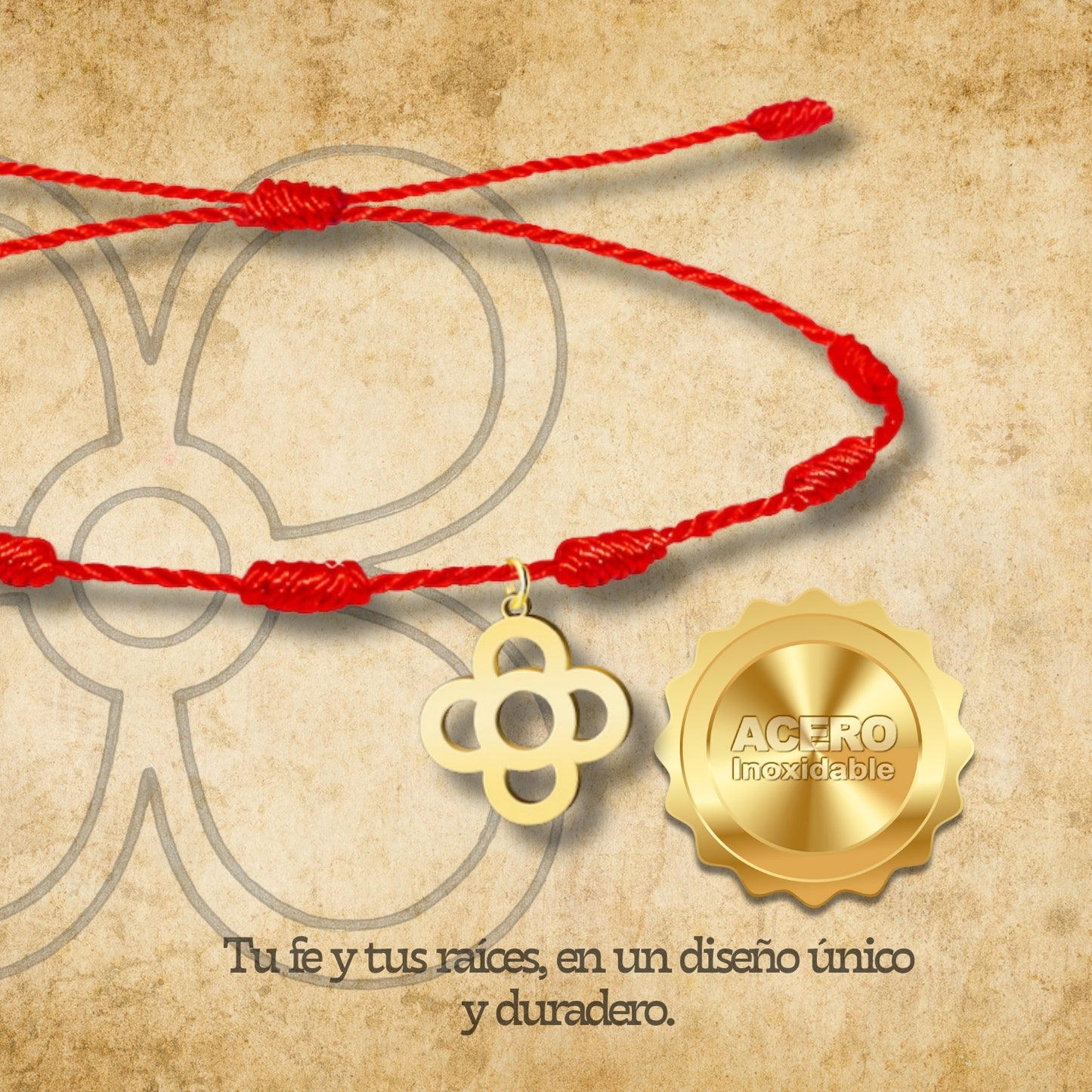 Pulsera 7 nudos con Flor Barcelona Acero Dorado