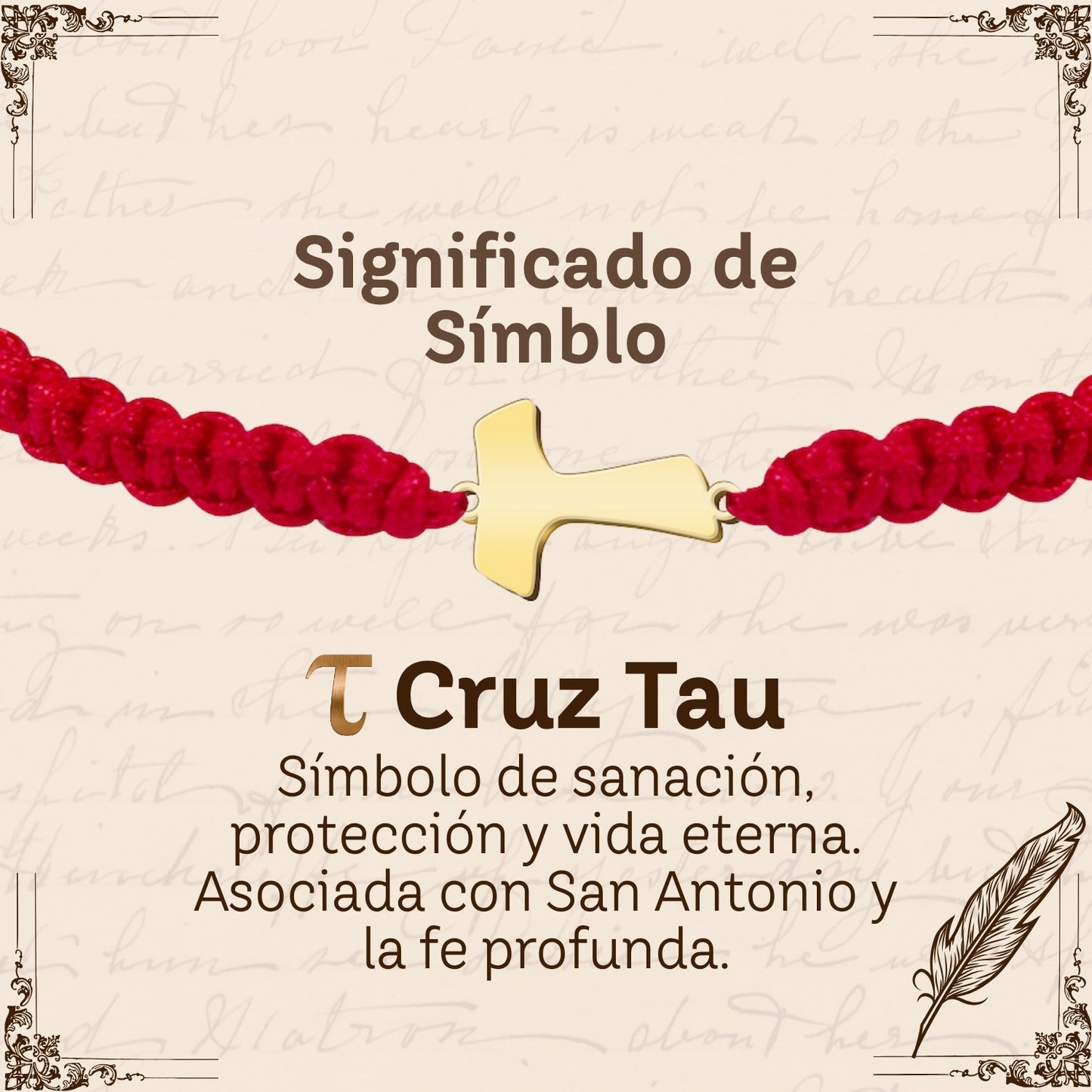 Pulsera Hilo Destino con Cruz Tau Acero Dorado