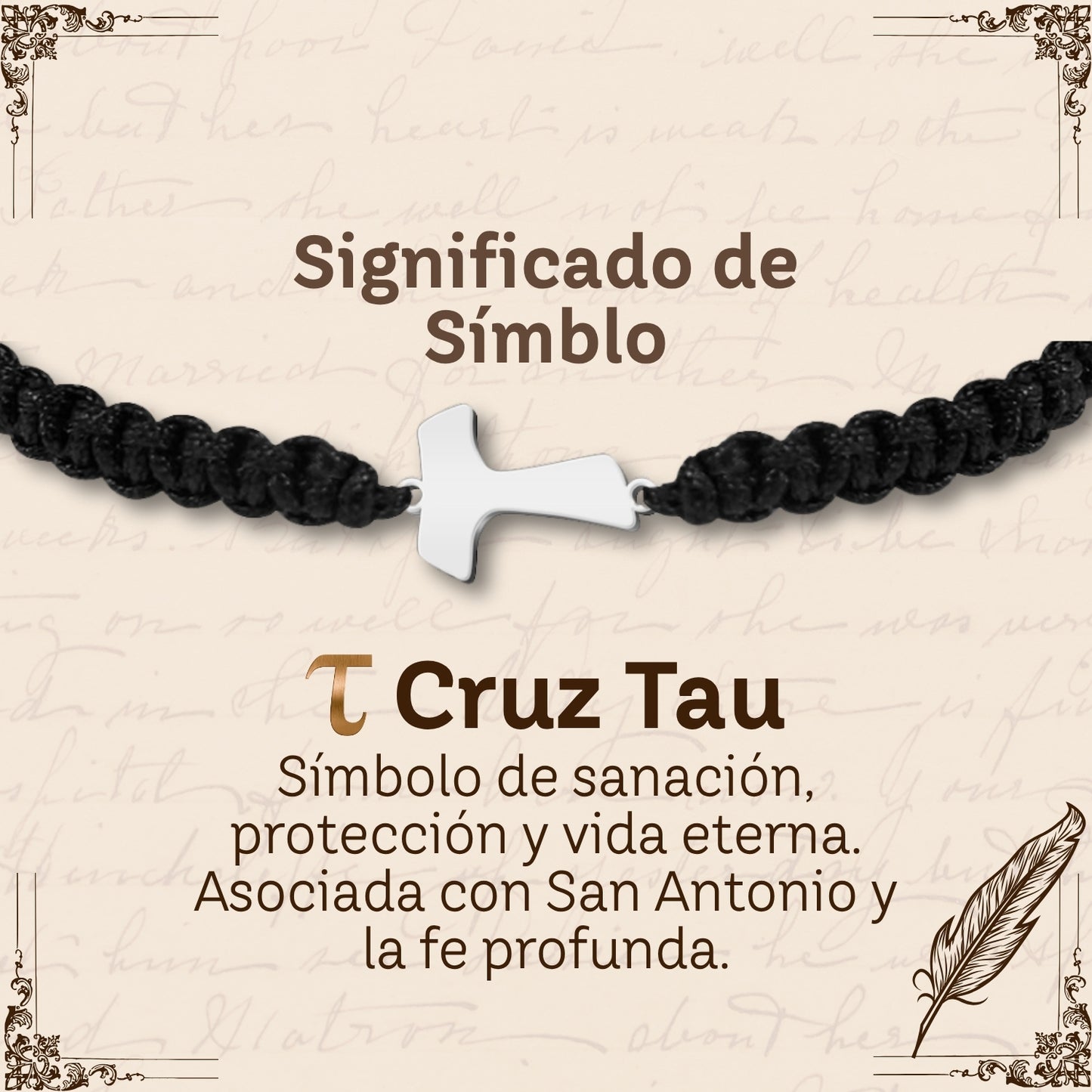 Pulsera Hilo Destino con Cruz Tau Acero Plateado