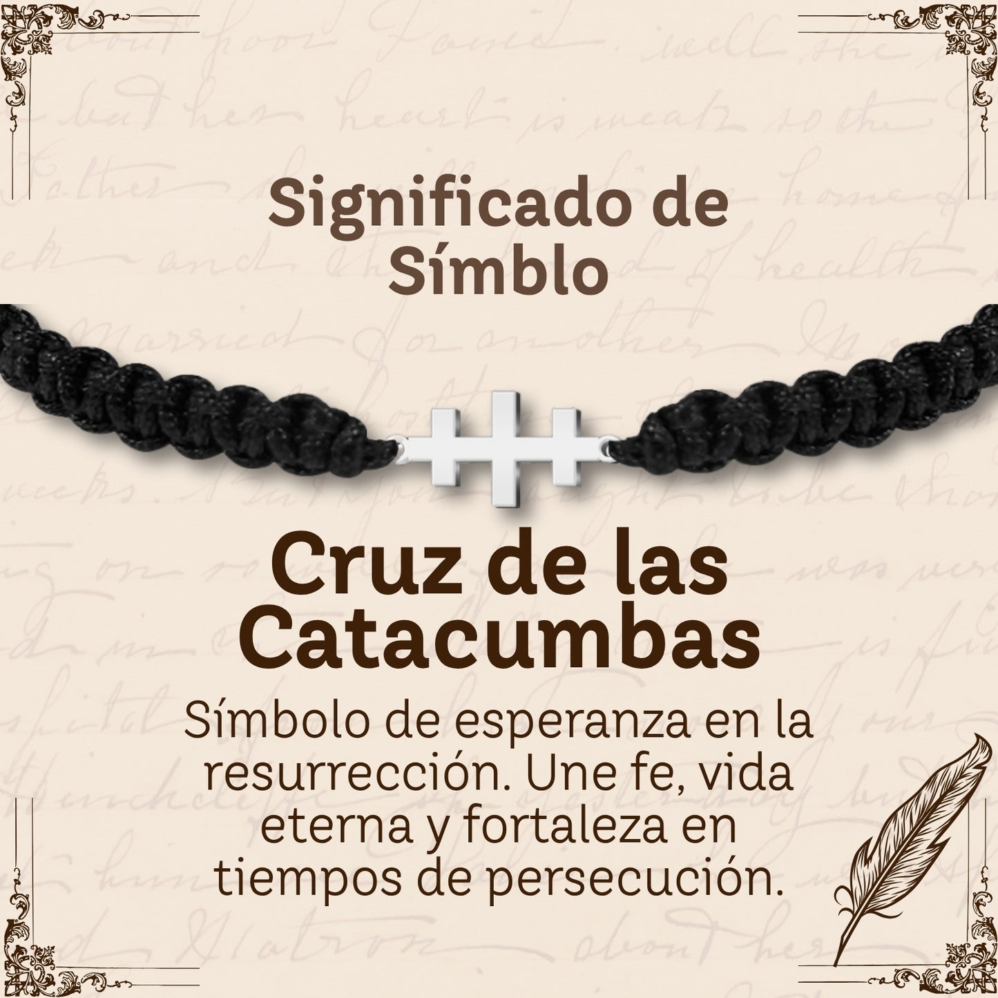 Pulsera Hilo Destino con Cruz de las Catacumbas Acero Plateado