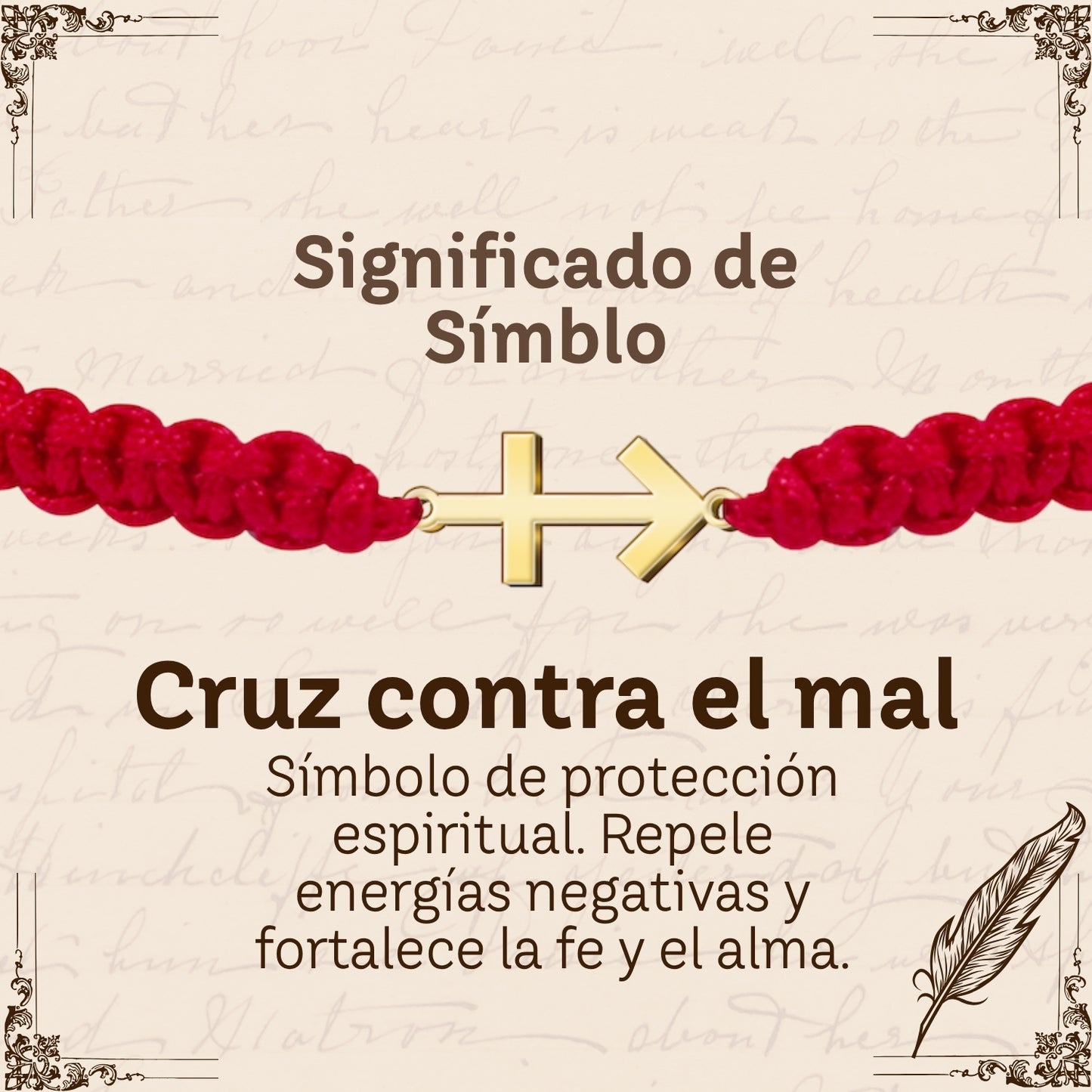 Pulsera Hilo Destino con Cruz contra el mal Acero Dorado