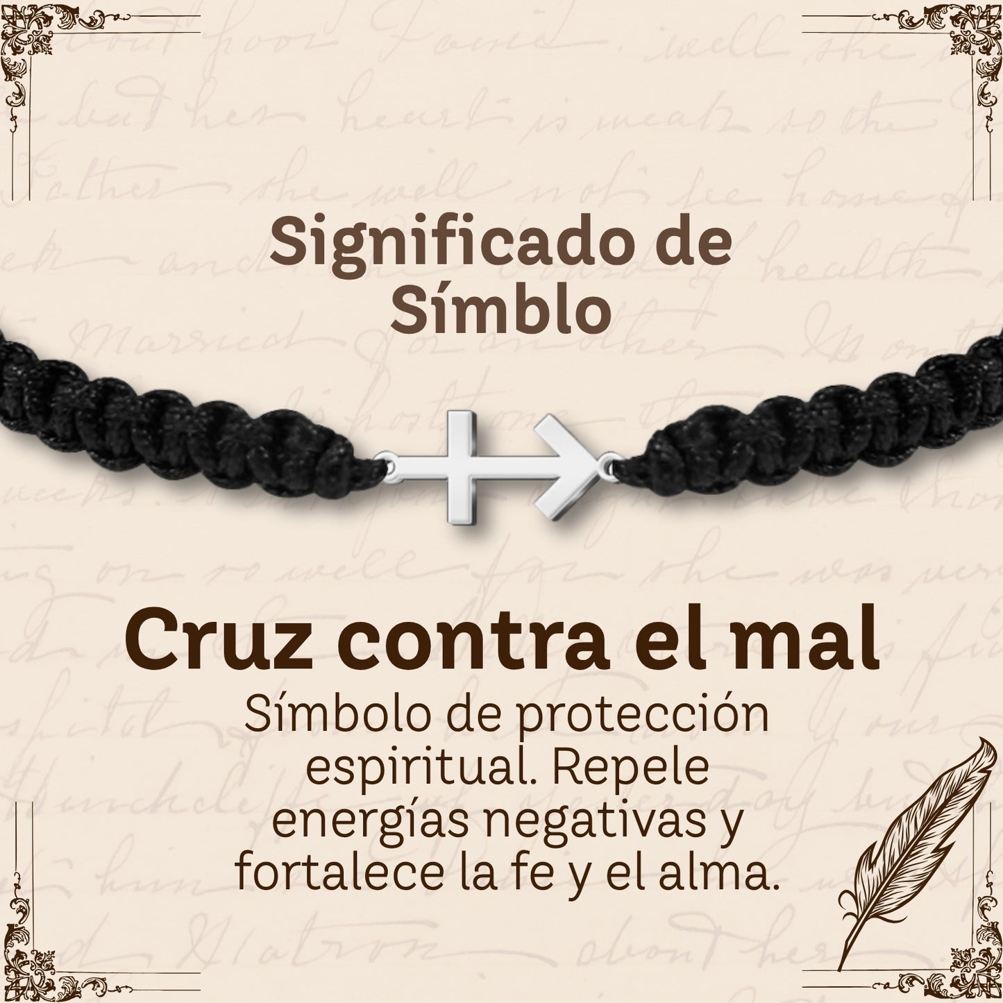 Pulsera Hilo Destino con Cruz contra el mal Acero Plateado