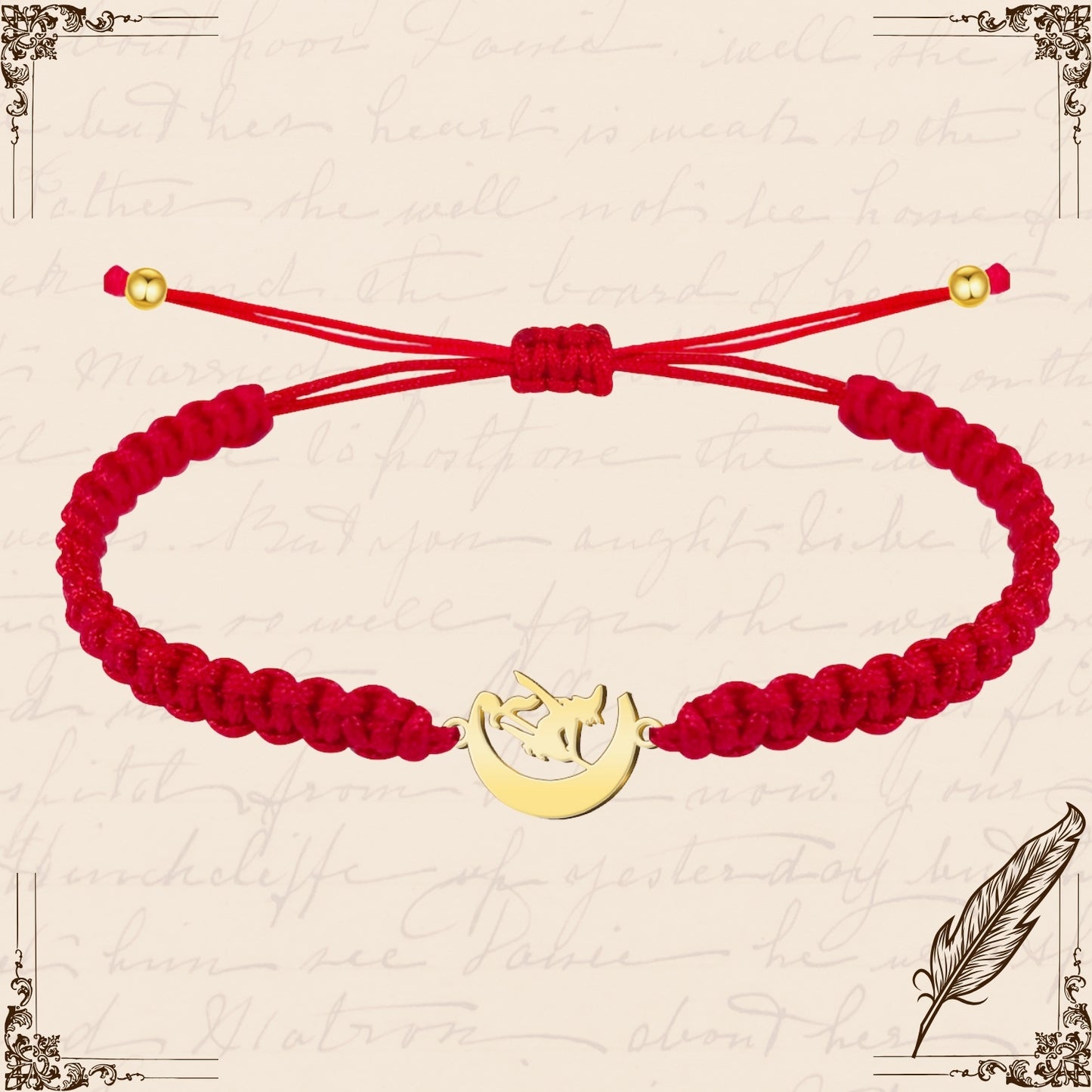 Pulsera Hilo Destino con Brújula Acero Dorado
