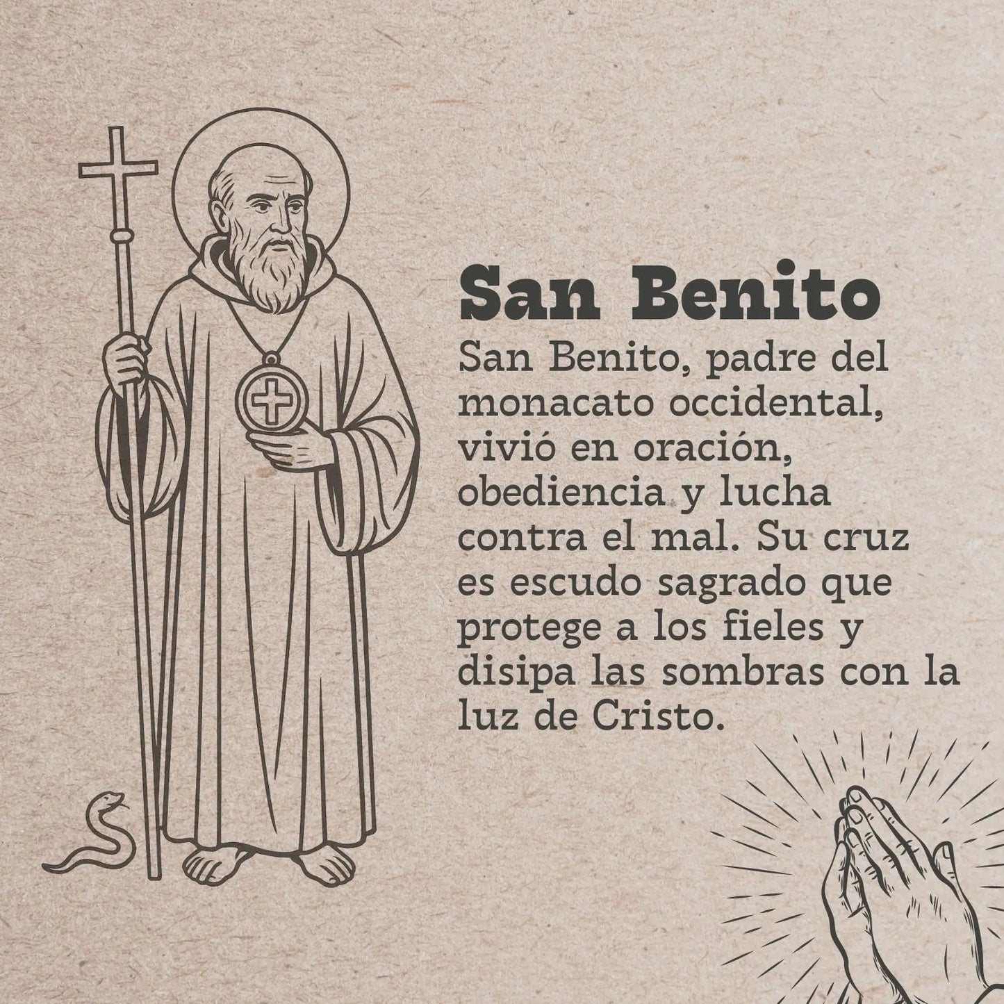 Llavero de Madera con SAN BENITO cotigo